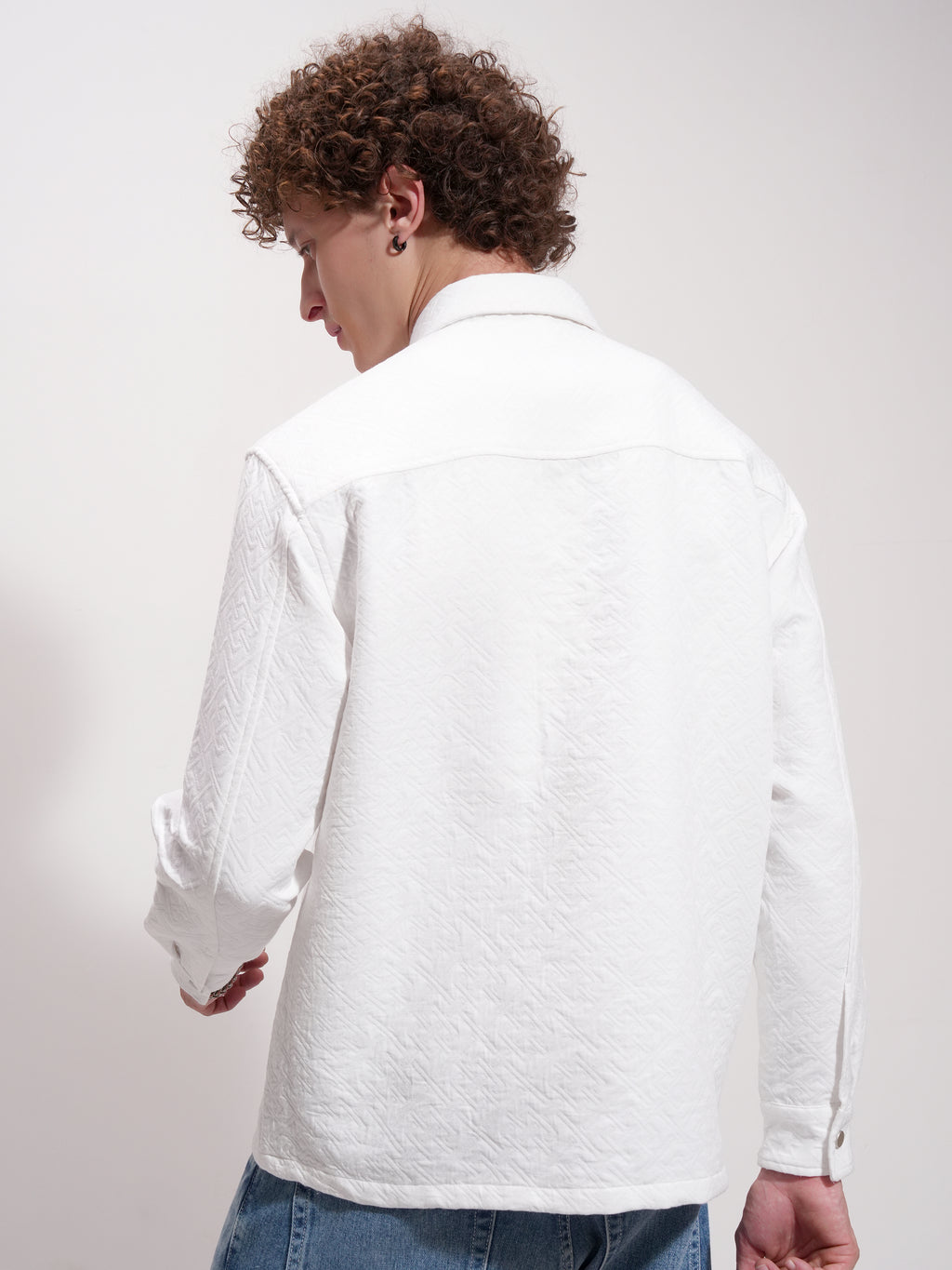 Highlander Men White Self Design Relaxed Fit Casual Shirt - White - Image 3