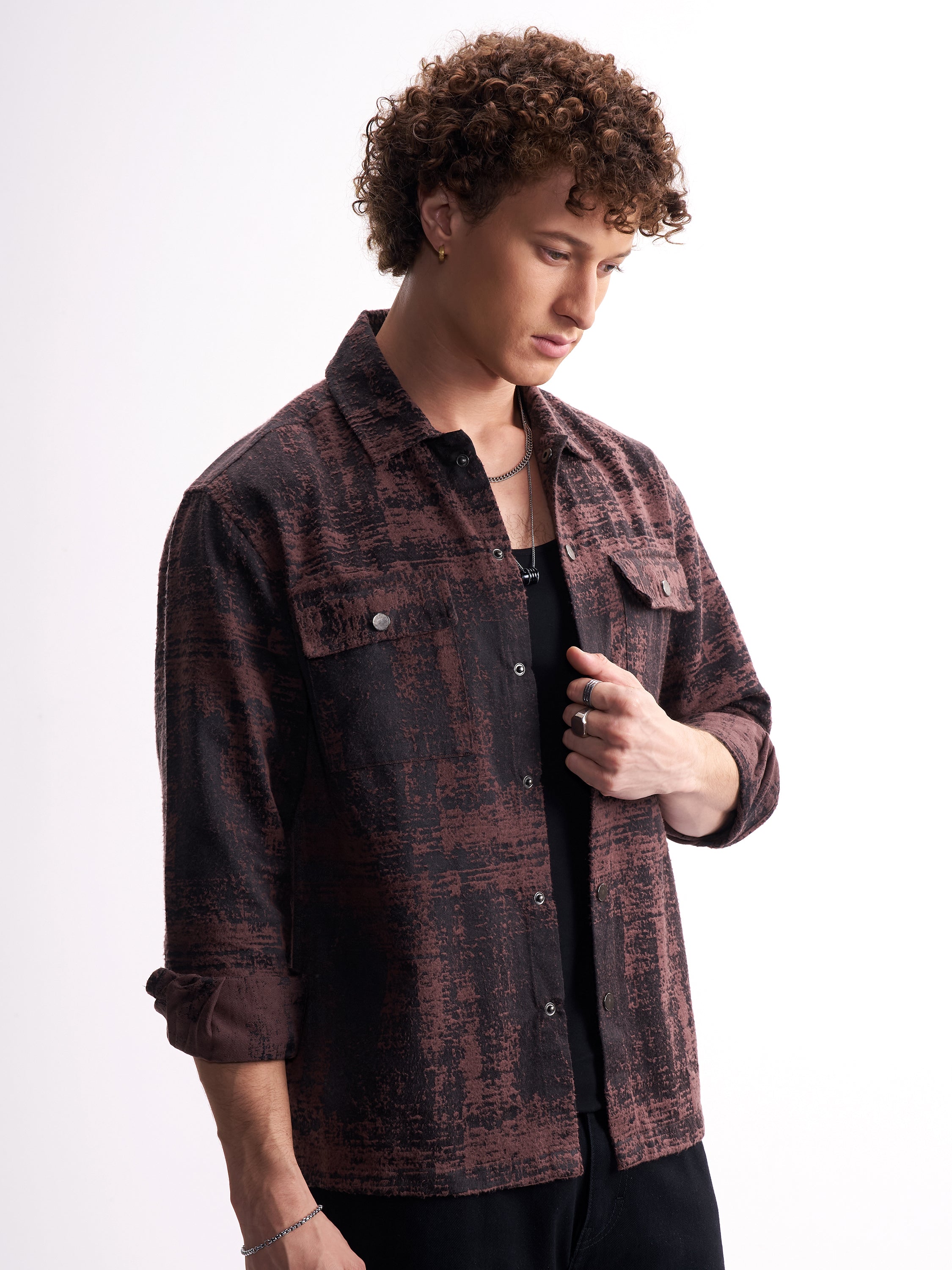 Highlander Men Black Printed Relaxed Fit Casual Shirt - Black - Image 6