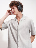 Highlander Men Grey Striped Relaxed Fit Casual Shirt - Grey - Image 1