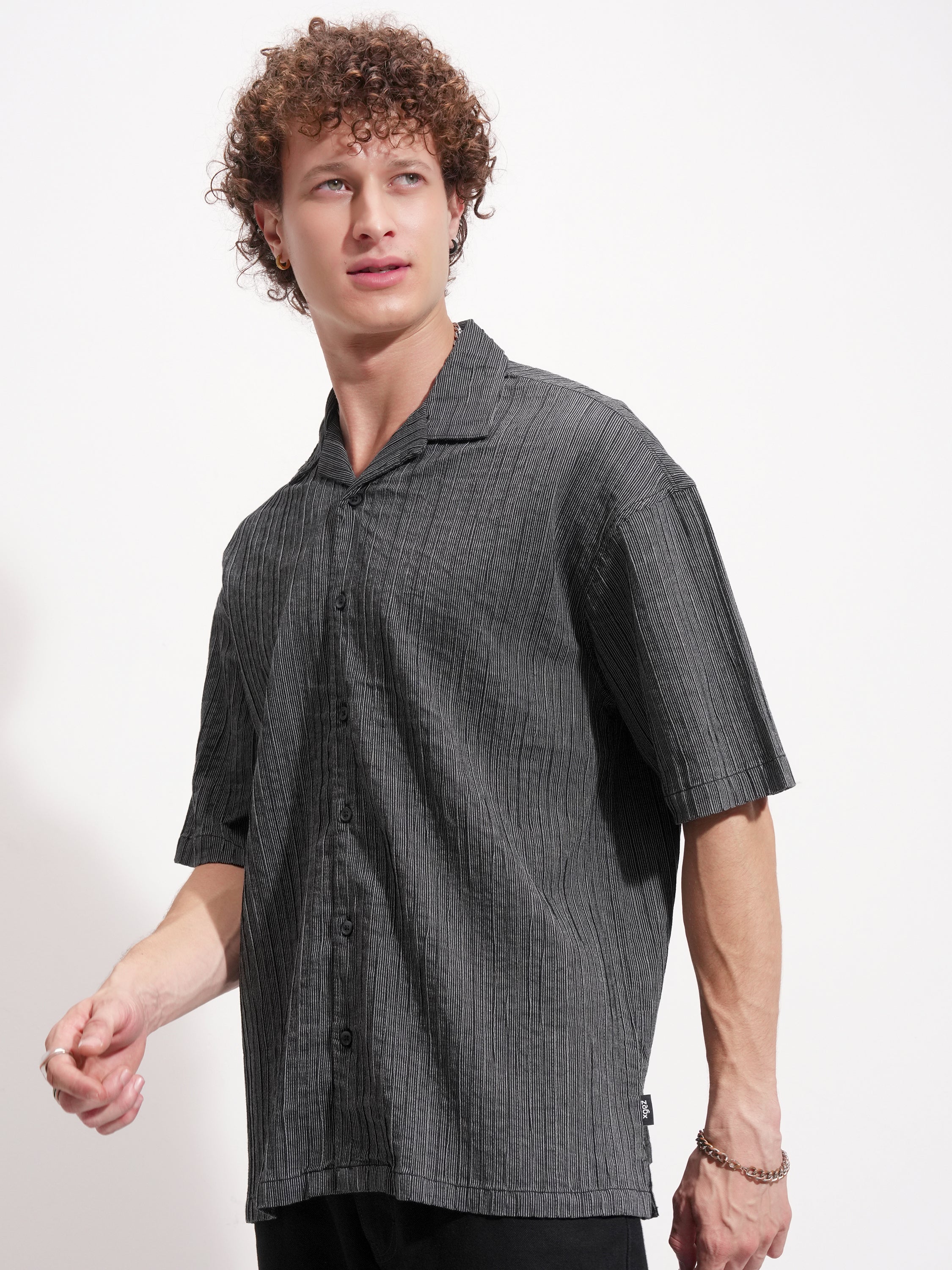 Highlander Men Grey Striped Relaxed Fit Casual Shirt - Grey - Image 4