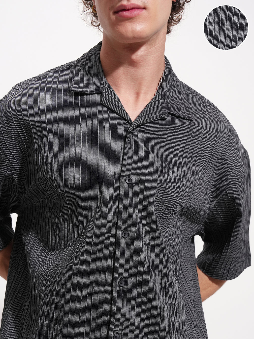 Highlander Men Grey Striped Relaxed Fit Casual Shirt - Grey - Image 5