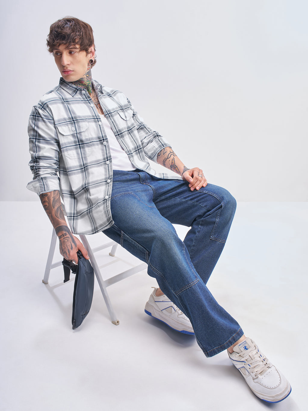 Highlander Men White Checked Relaxed Fit Casual Shirt - White - Image 2