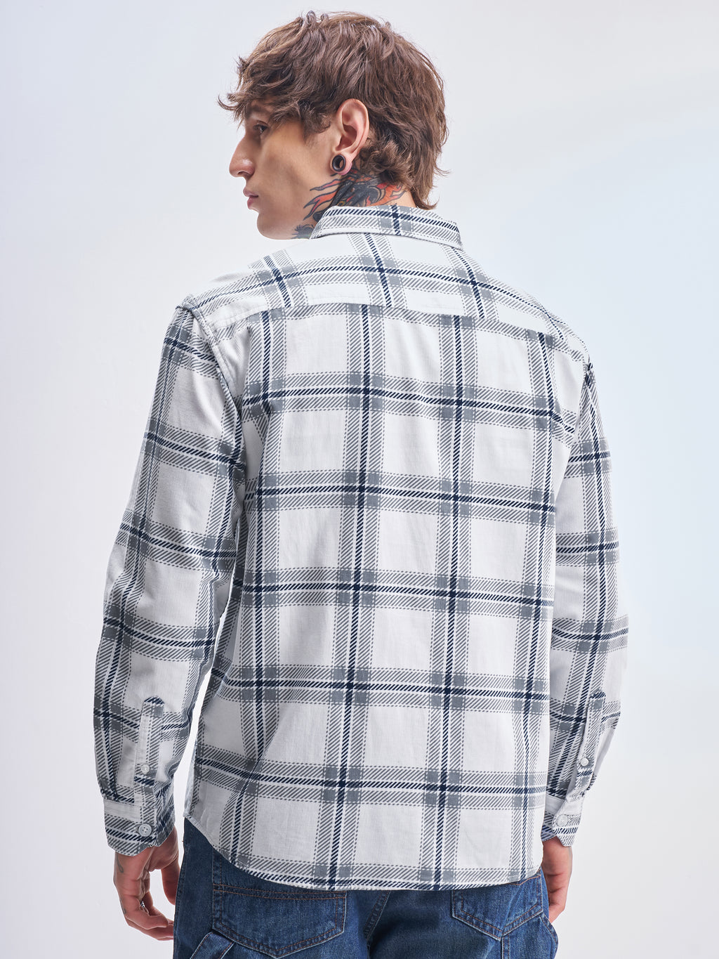 Highlander Men White Checked Relaxed Fit Casual Shirt - White - Image 3