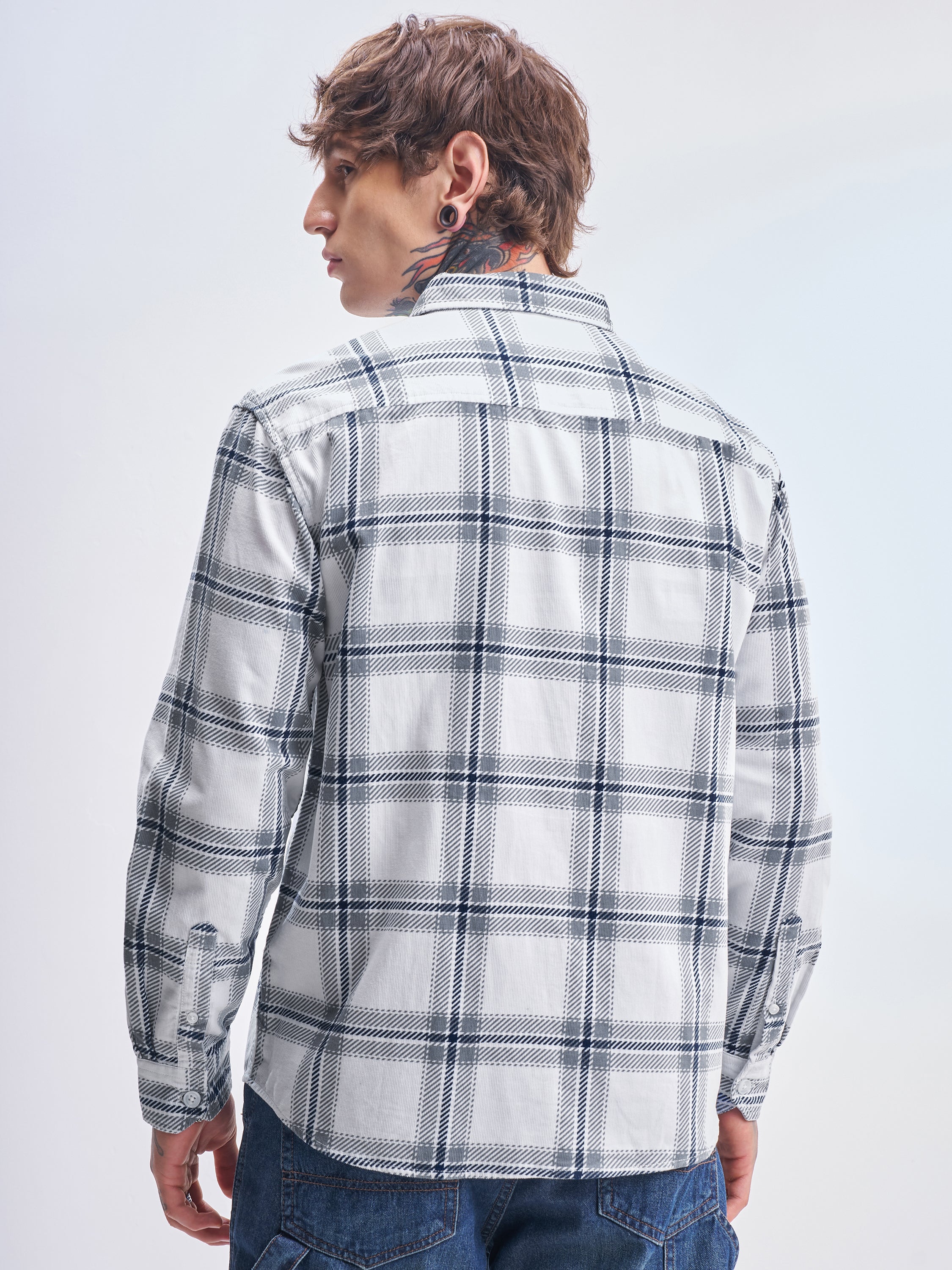 Highlander Men White Checked Relaxed Fit Casual Shirt - White - Image 3