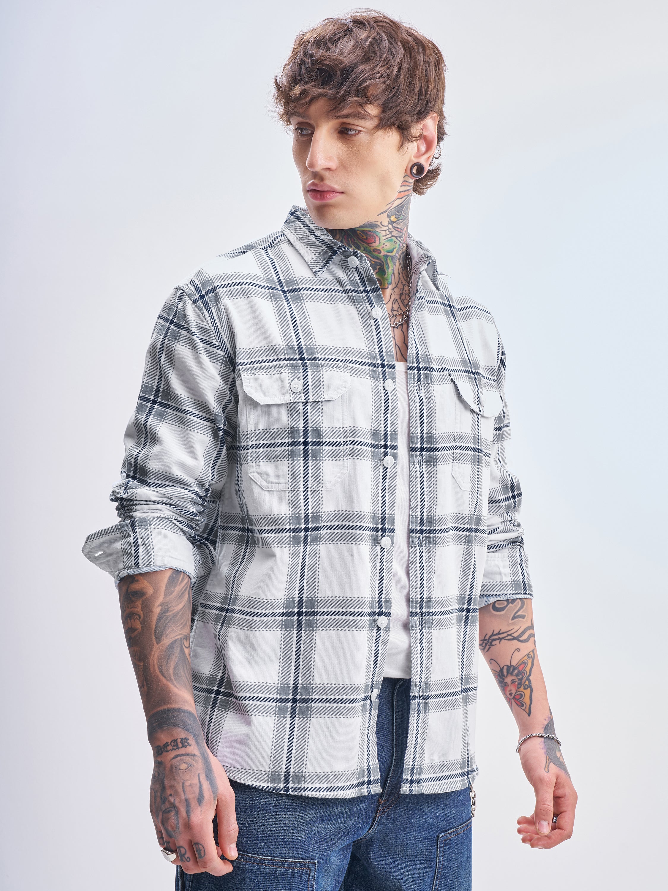 Highlander Men White Checked Relaxed Fit Casual Shirt - White - Image 6