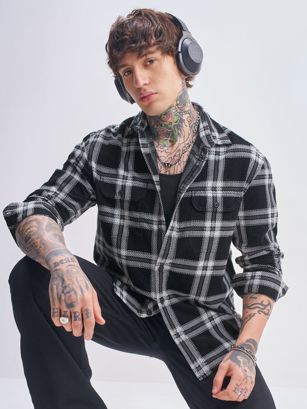 Highlander Men Black Checked Relaxed Fit Casual Shirt - Black - Image 1