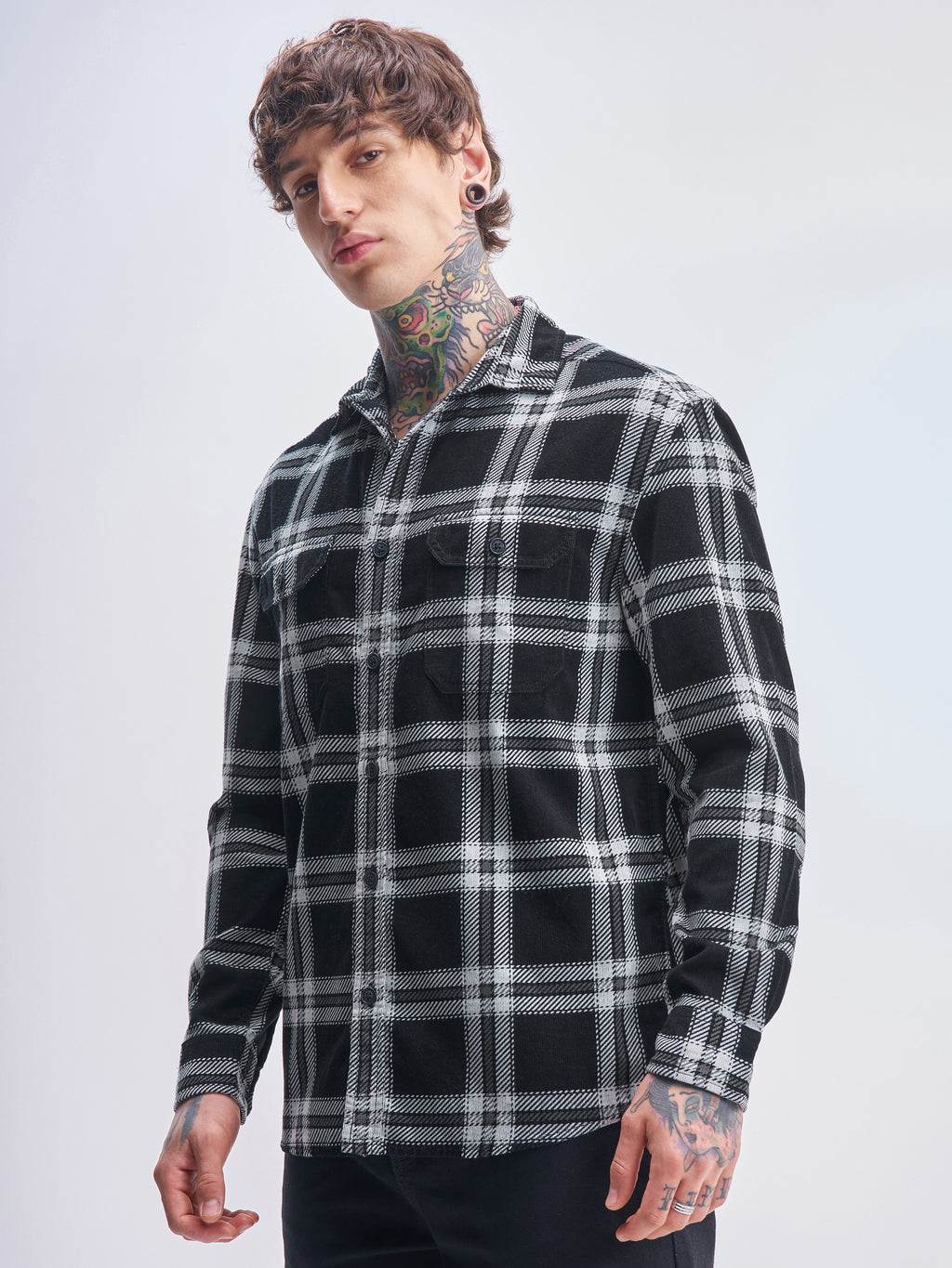 Highlander Men Black Checked Relaxed Fit Casual Shirt - Black - Image 4
