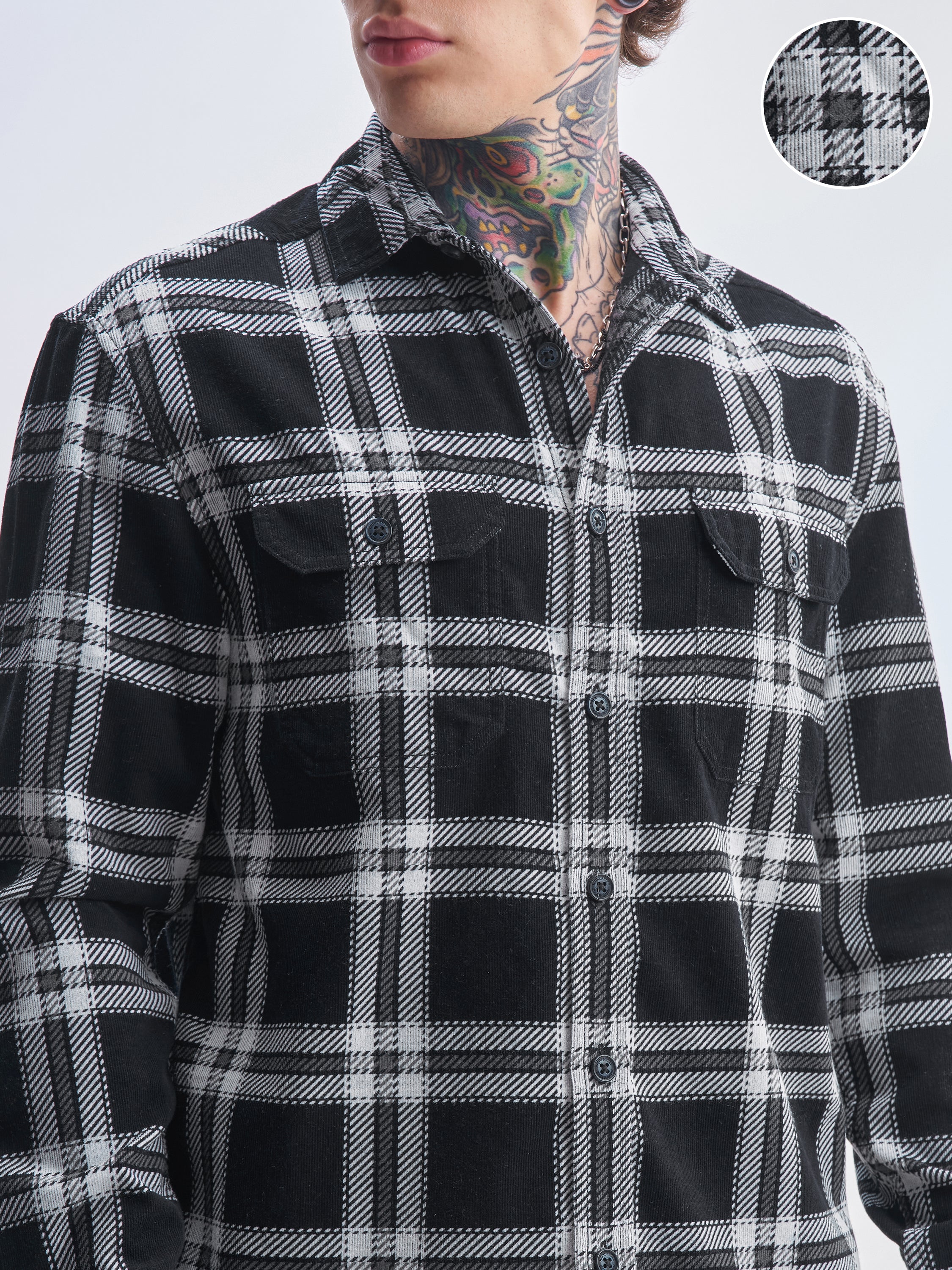 Highlander Men Black Checked Relaxed Fit Casual Shirt - Black - Image 5