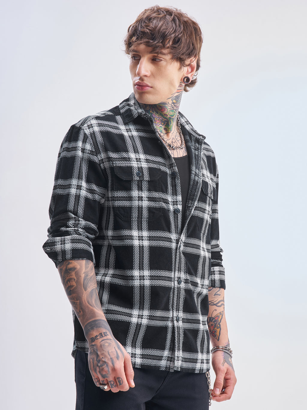 Highlander Men Black Checked Relaxed Fit Casual Shirt - Black - Image 6