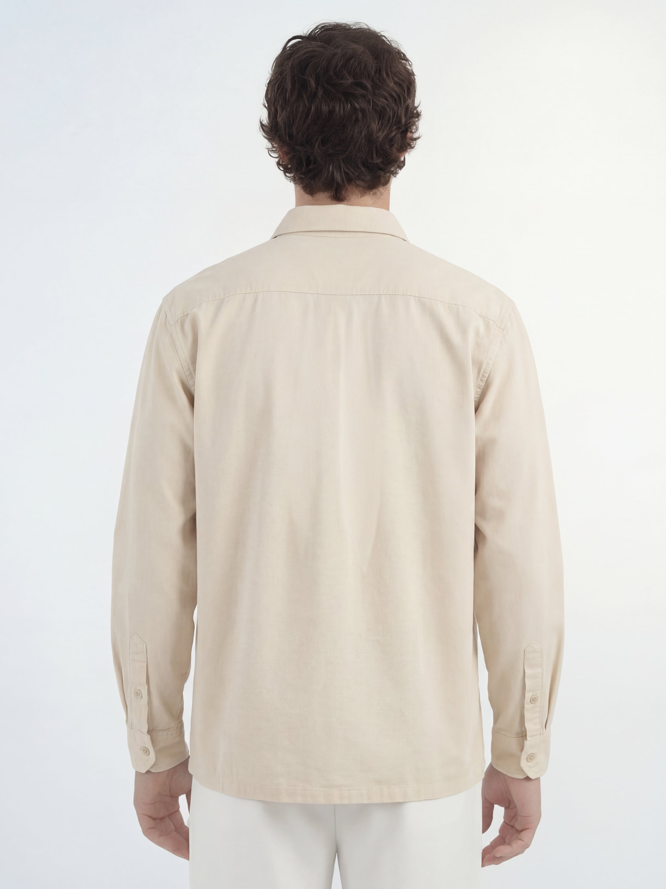 Highlander Men Cream Solid Relaxed Fit Casual Shirt - Cream - Image 3