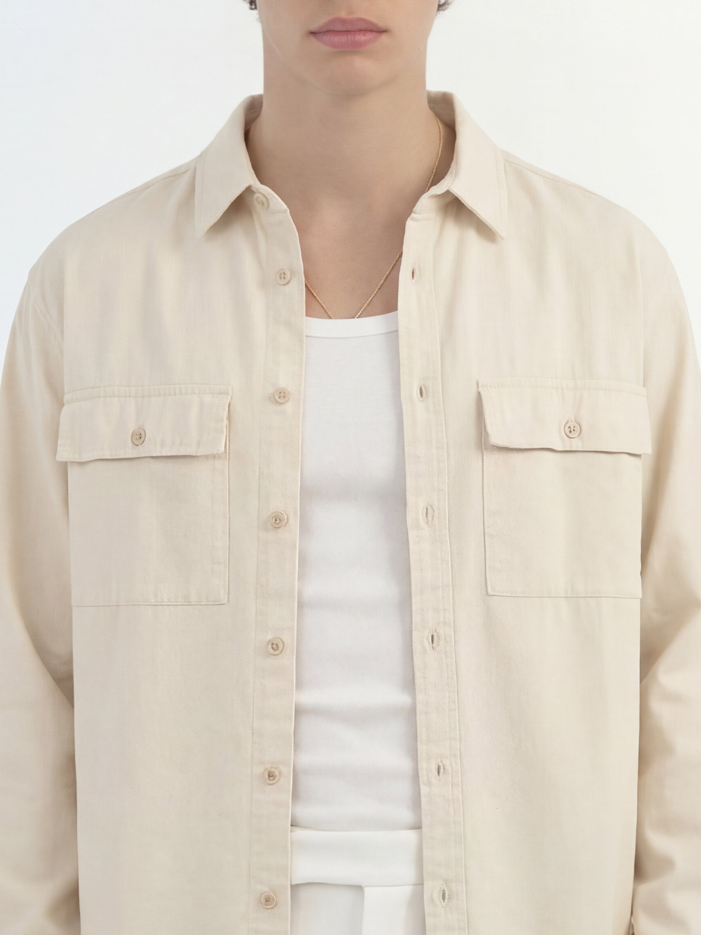 Highlander Men Cream Solid Relaxed Fit Casual Shirt - Cream - Image 5