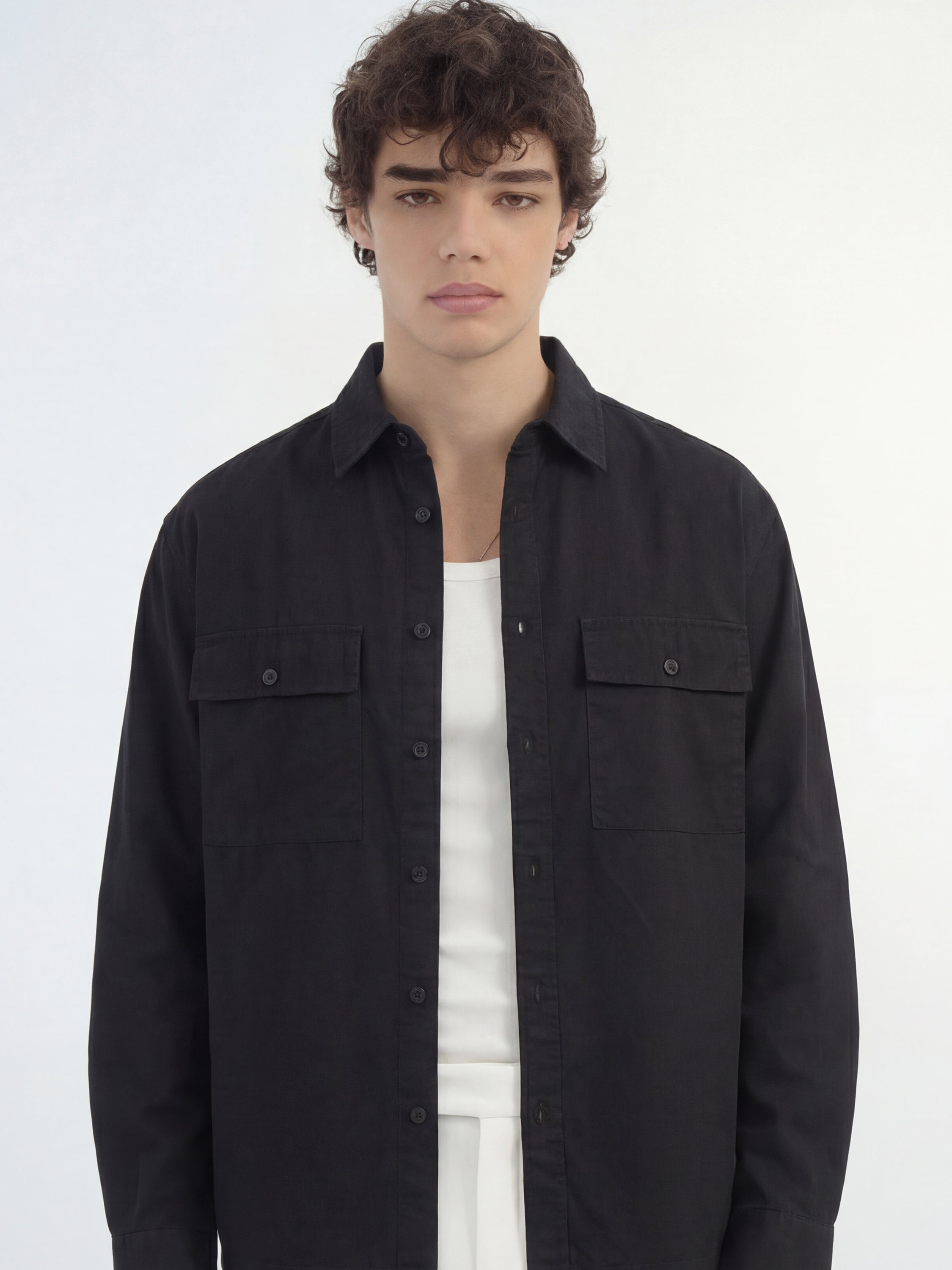 Highlander Men Black Solid Relaxed Fit Casual Shirt - Black - Image 1