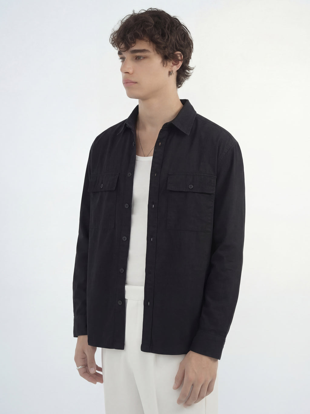 Highlander Men Black Solid Relaxed Fit Casual Shirt - Black - Image 4
