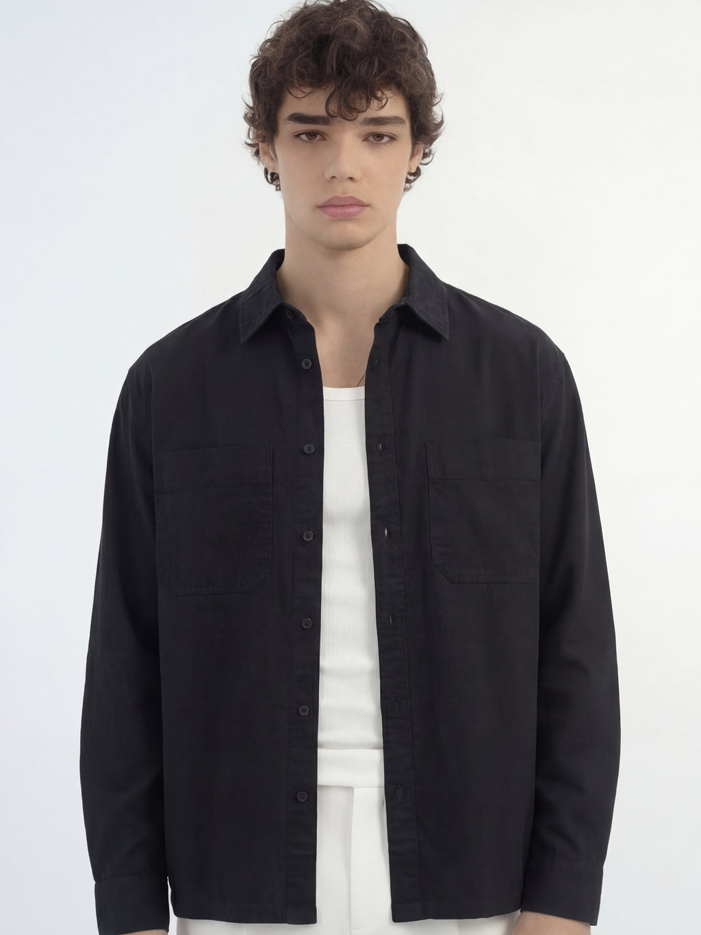 Highlander Men Black Solid Relaxed Fit Casual Shirt - Black - Image 1