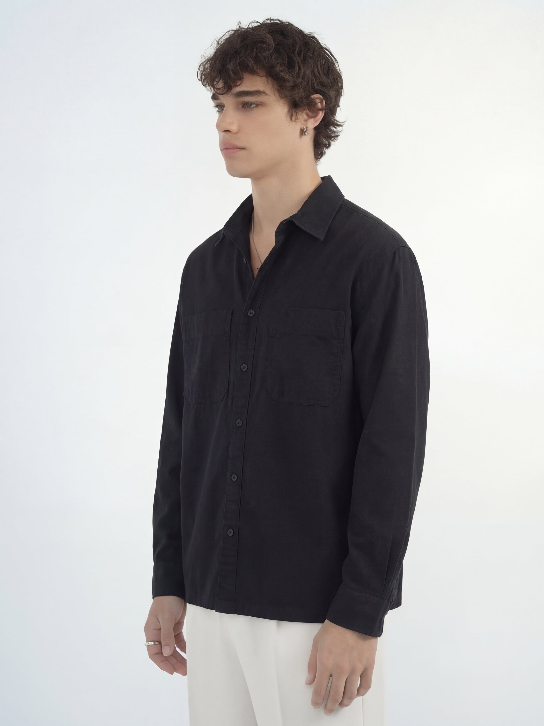Highlander Men Black Solid Relaxed Fit Casual Shirt - Black - Image 4