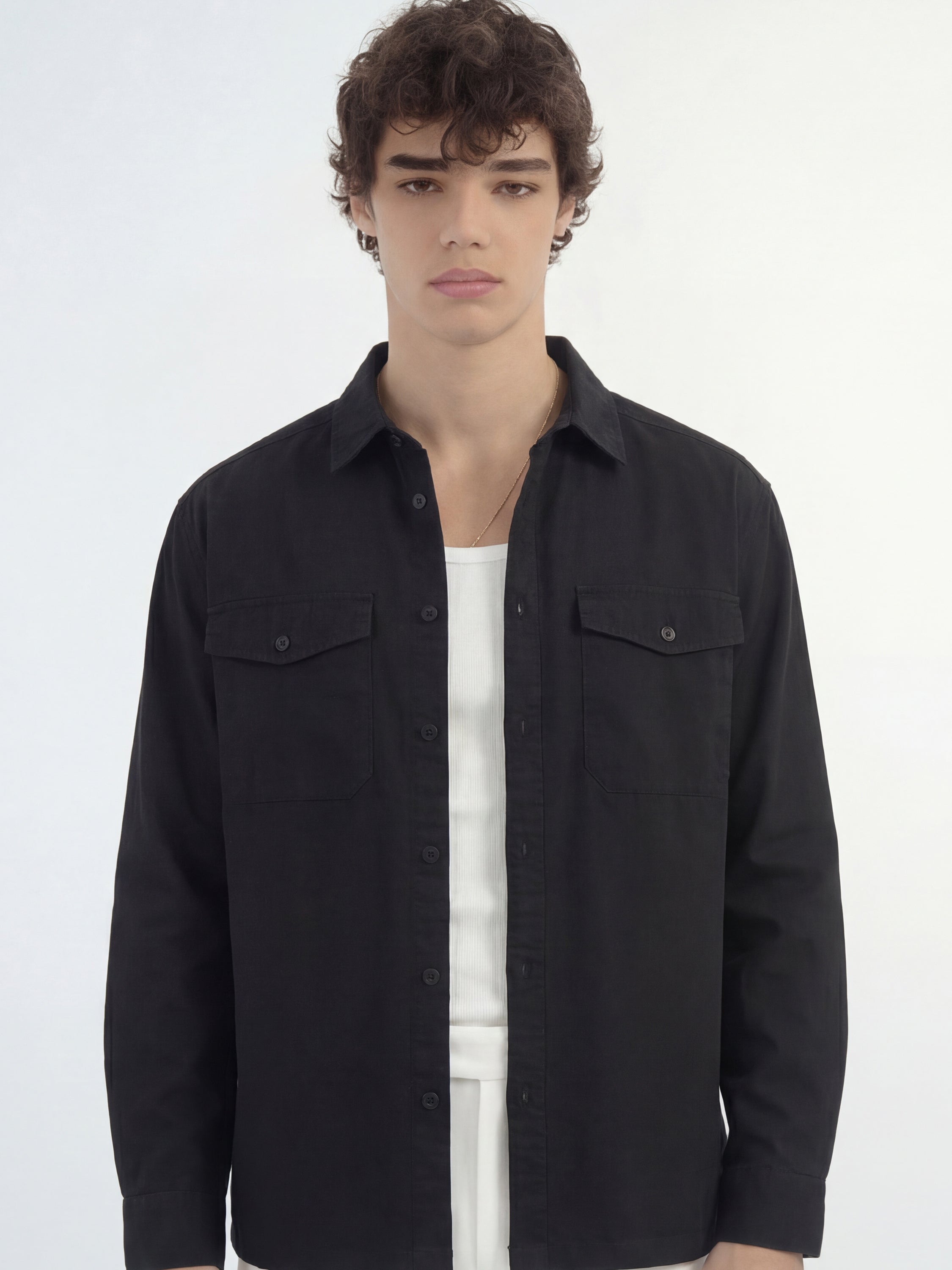 Highlander Men Black Solid Relaxed Fit Casual Shirt - Black - Image 1