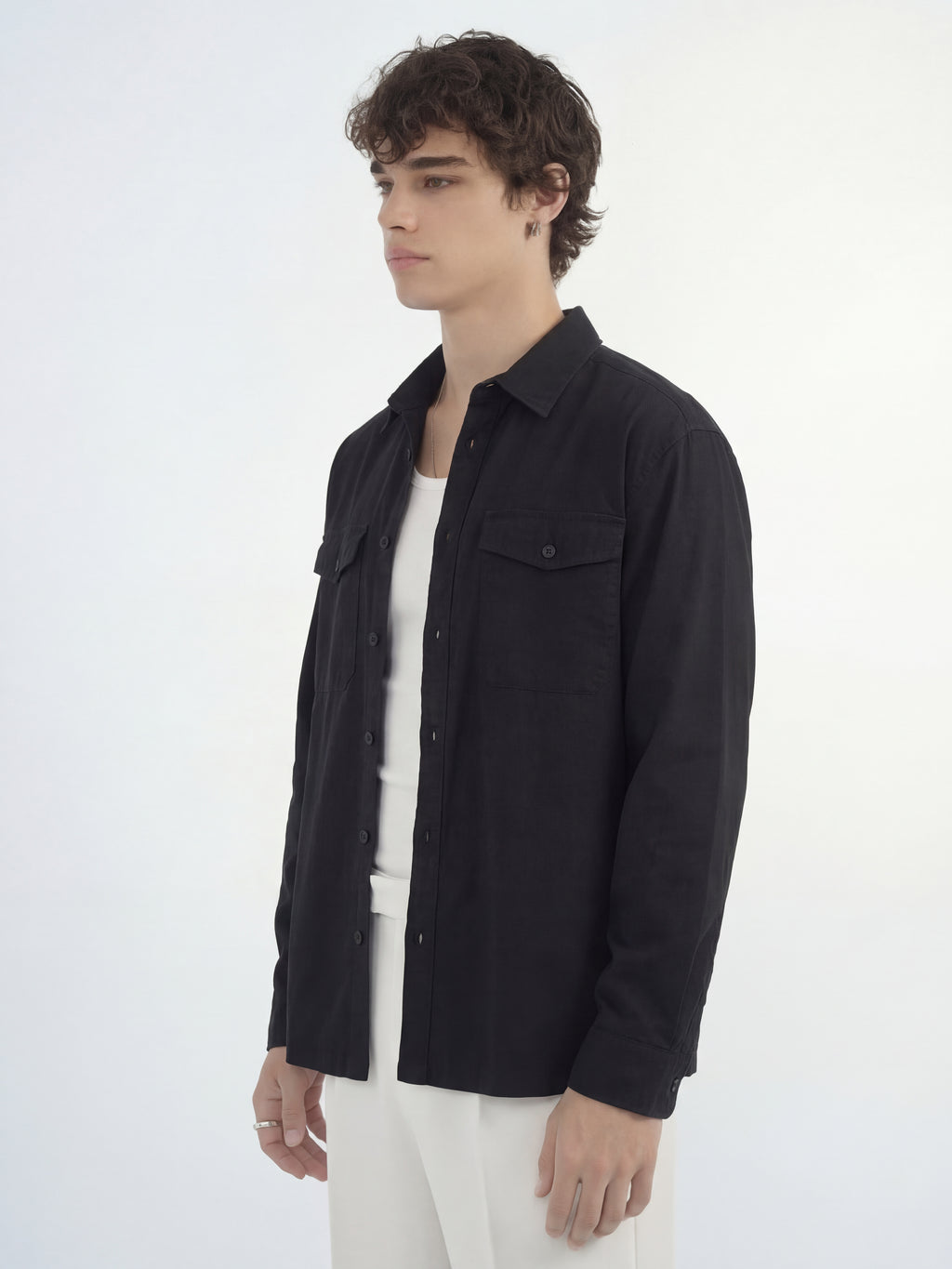 Highlander Men Black Solid Relaxed Fit Casual Shirt - Black - Image 4