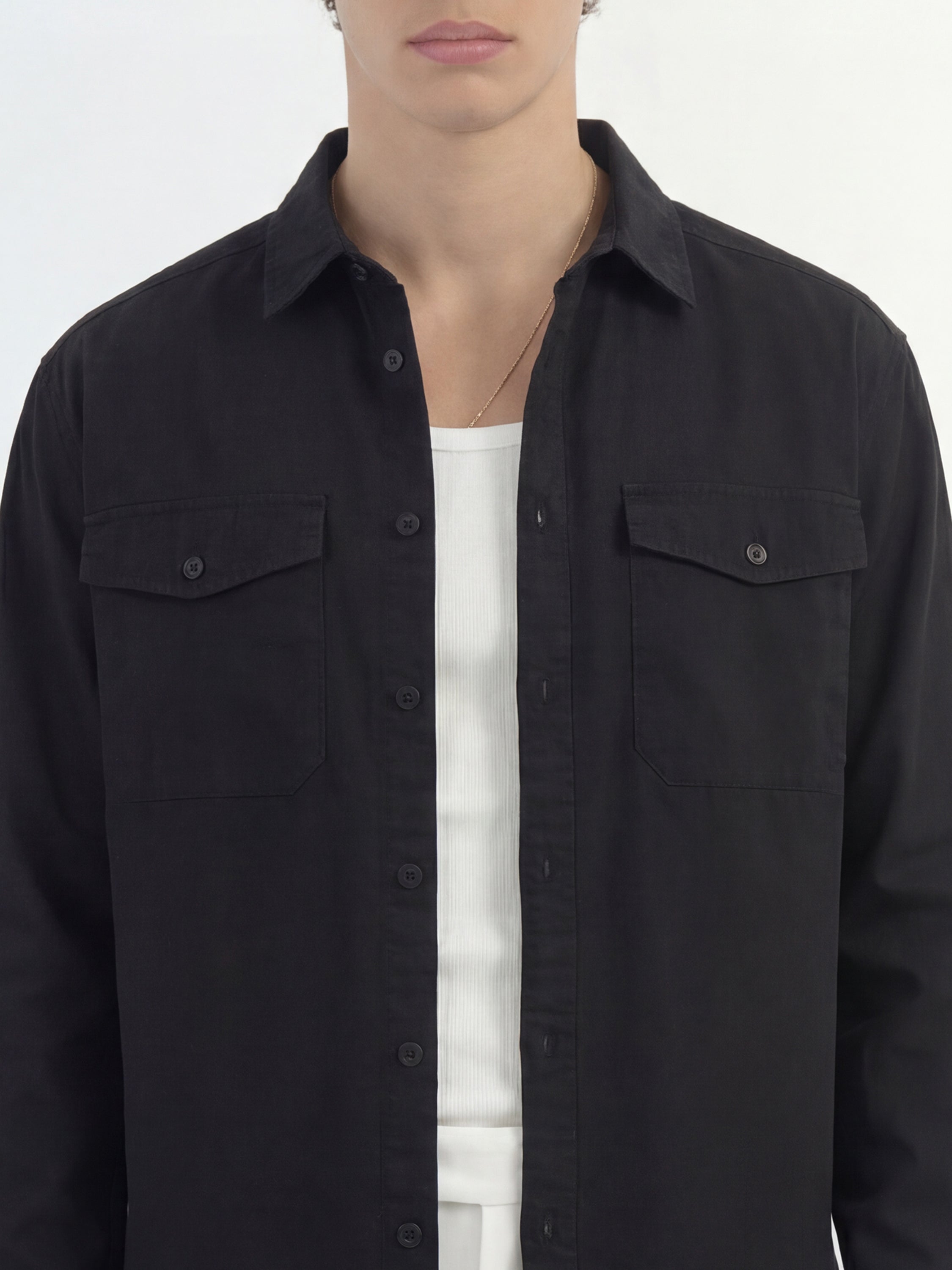 Highlander Men Black Solid Relaxed Fit Casual Shirt - Black - Image 5