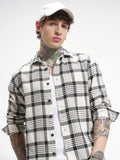 Highlander Men Cream Checked Relaxed Fit Casual Shirt - Cream - Image 1