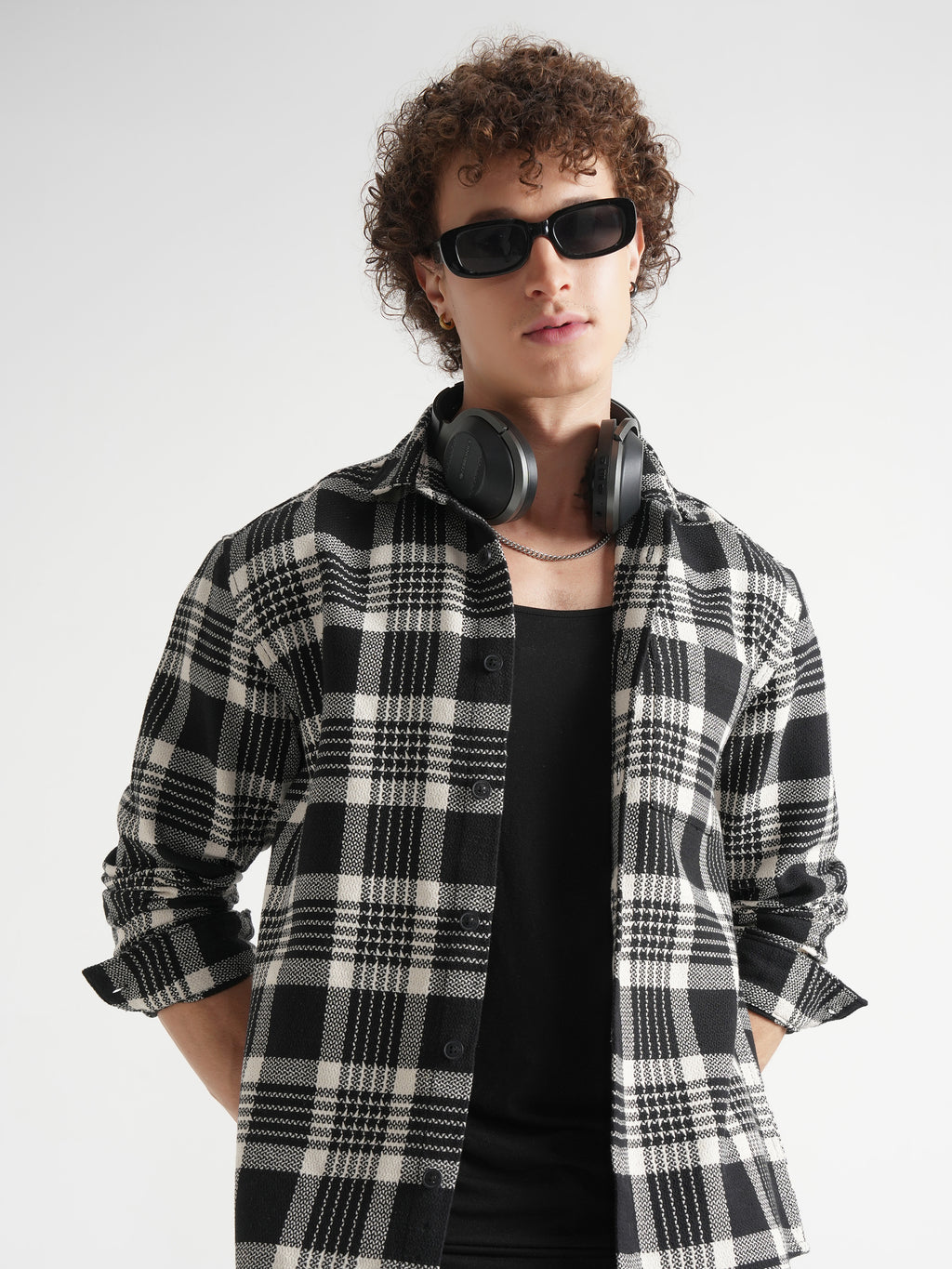 Highlander Men Black Checked Relaxed Fit Casual Shirt - Black - Image 1