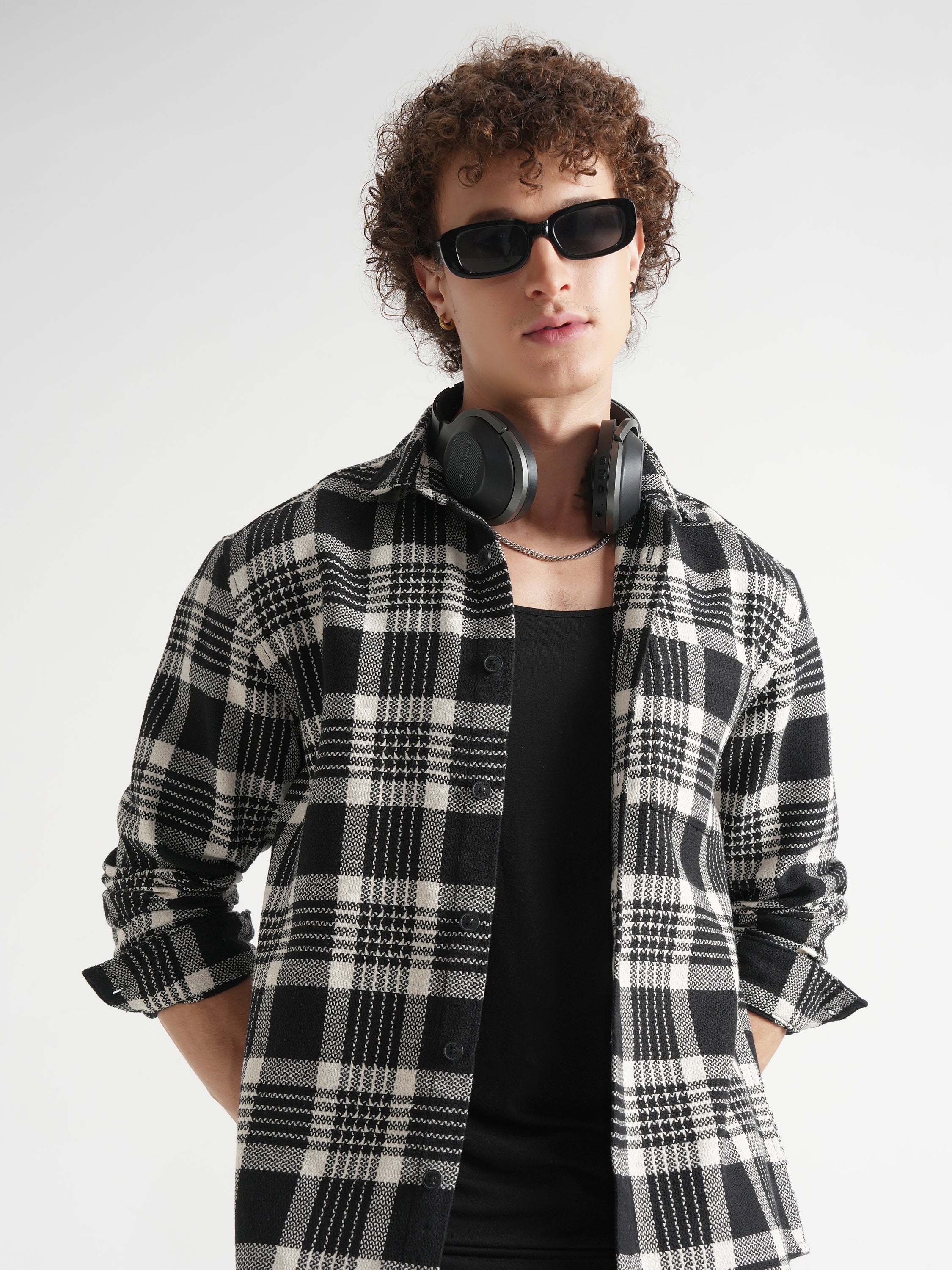 Highlander Men Black Checked Relaxed Fit Casual Shirt - Black - Image 1