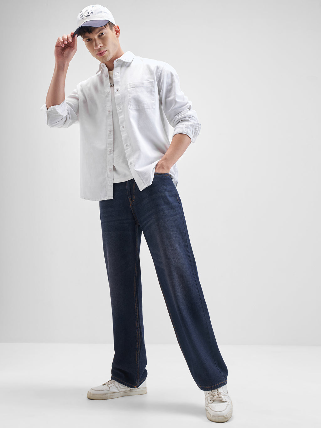 Highlander Men White Solid Oversized Fit Casual Shirt - White - Image 2