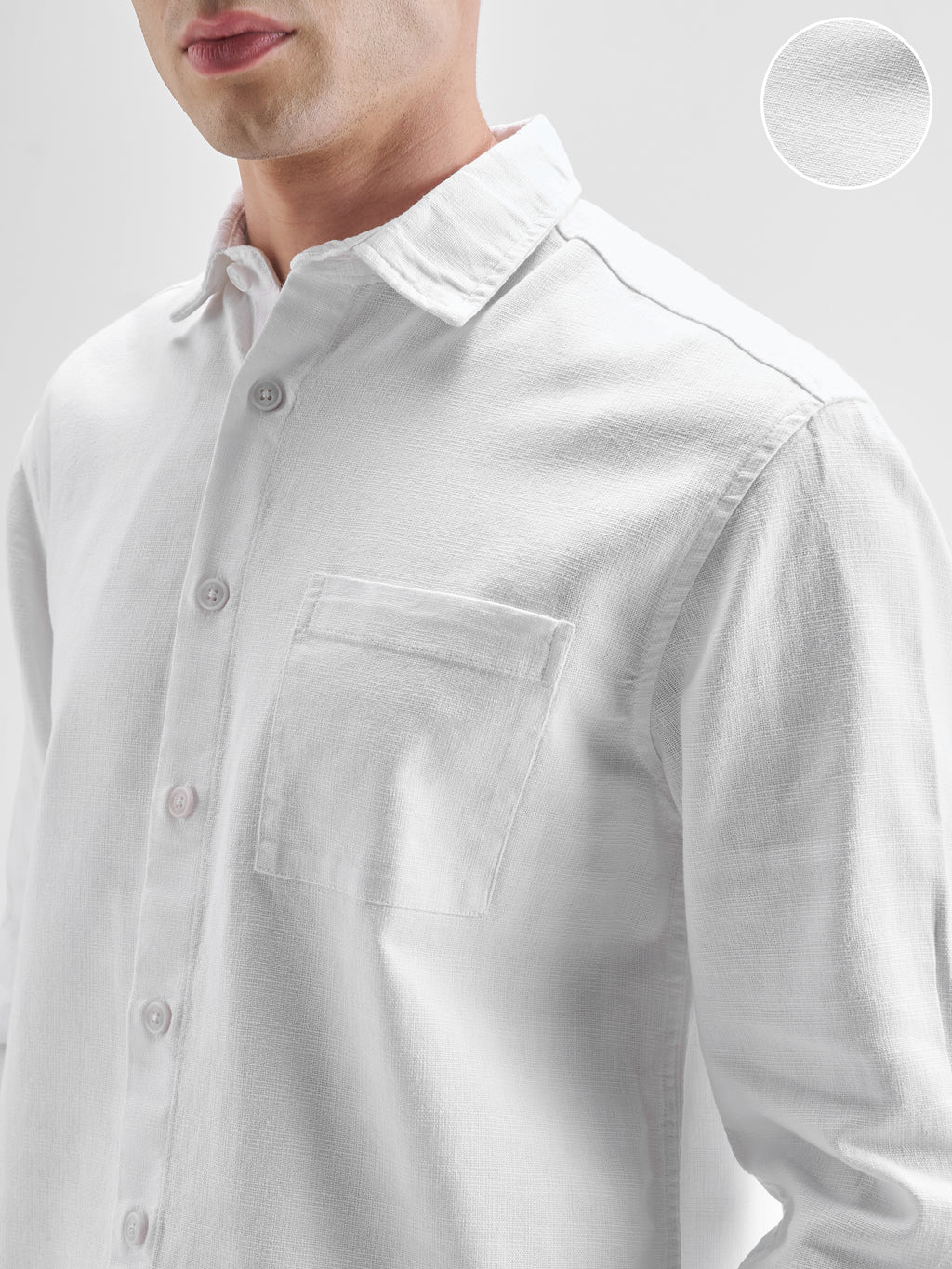 Highlander Men White Solid Oversized Fit Casual Shirt - White - Image 5