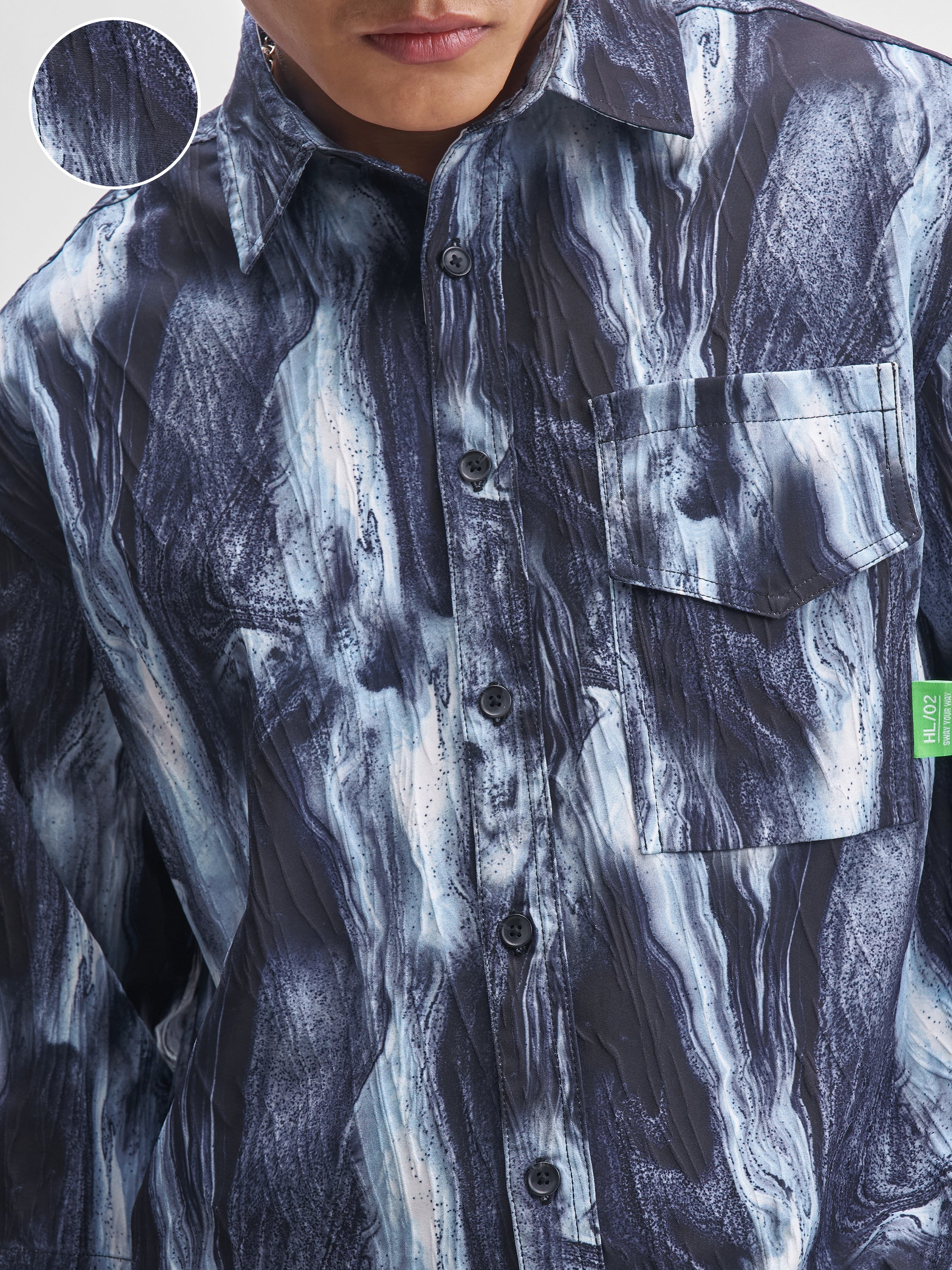 Highlander Men Blue Printed Oversized Fit Casual Shirt - Blue - Image 5