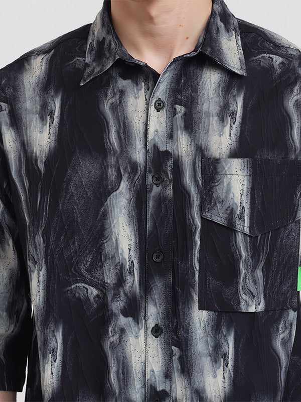 Highlander Men Black Printed Oversized Fit Casual Shirt - Black - Image 5