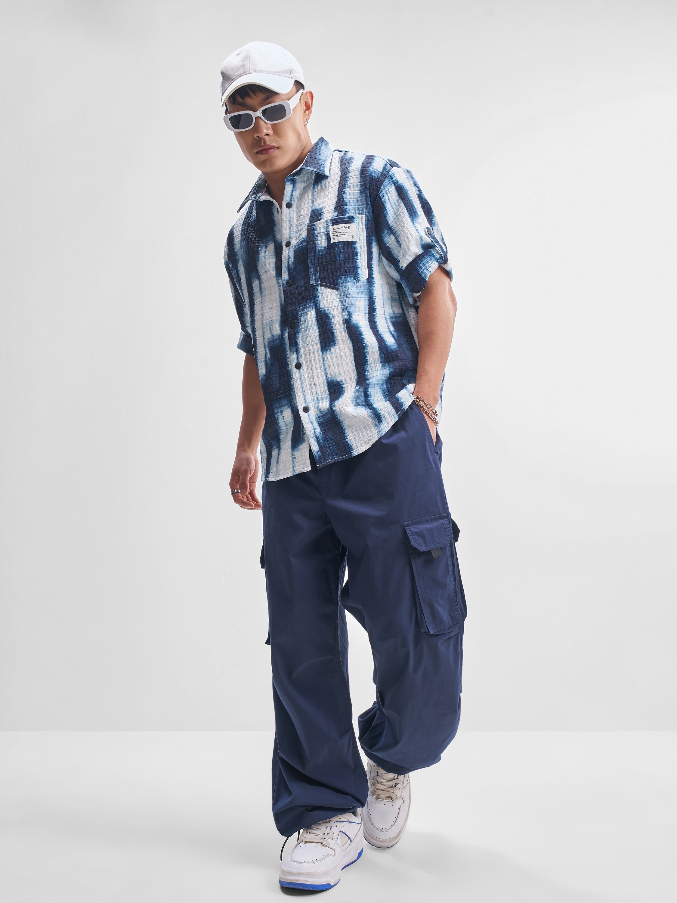 Highlander Men Blue Printed Oversized Fit Casual Shirt - Blue - Image 2