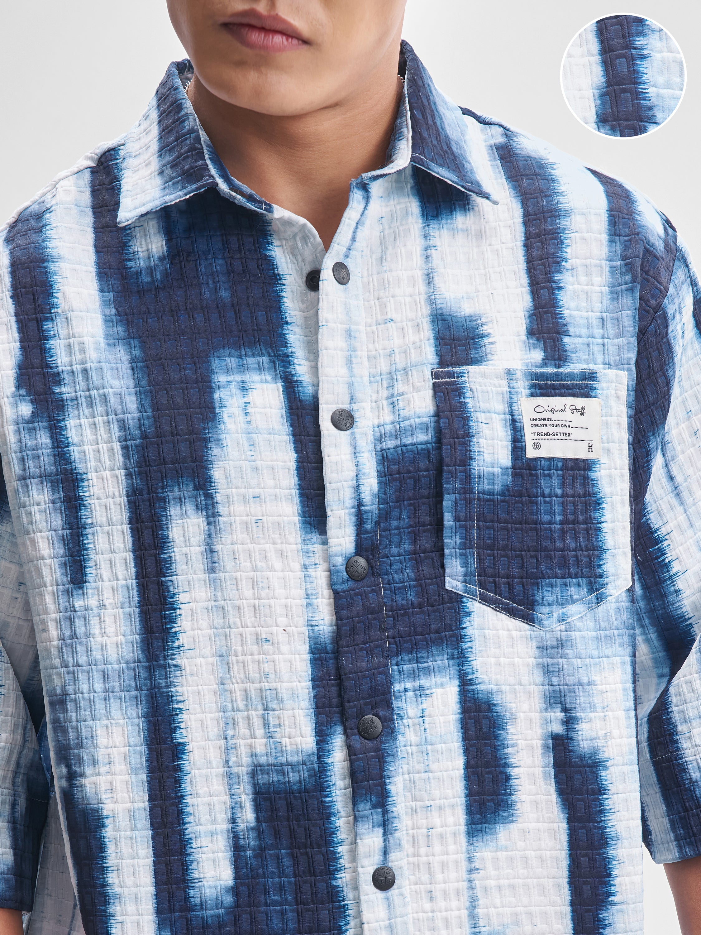 Highlander Men Blue Printed Oversized Fit Casual Shirt - Blue - Image 5