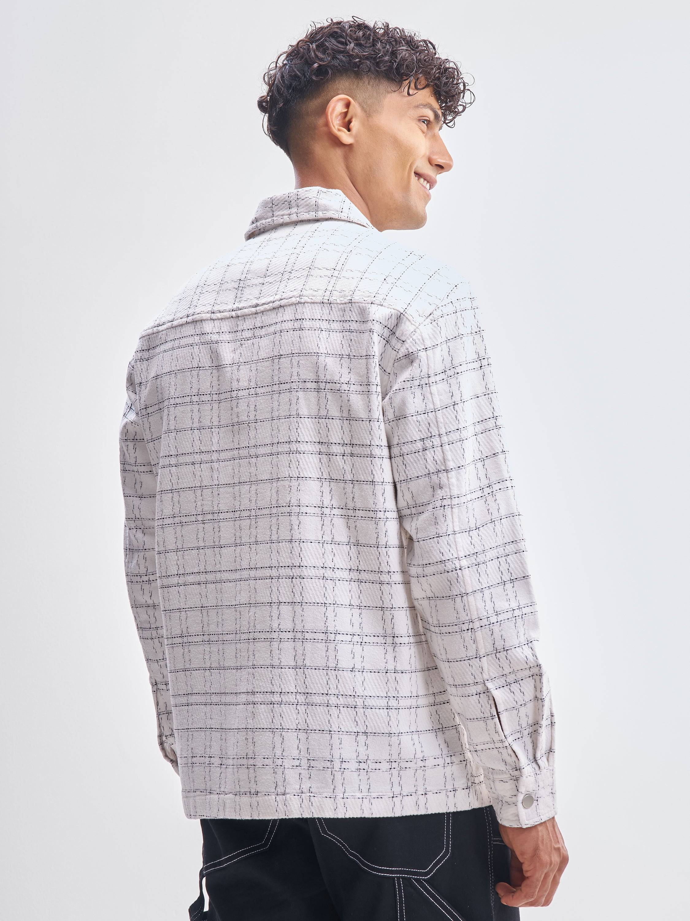 Highlander Men White Checked Relaxed Fit Casual Shirt - White - Image 3