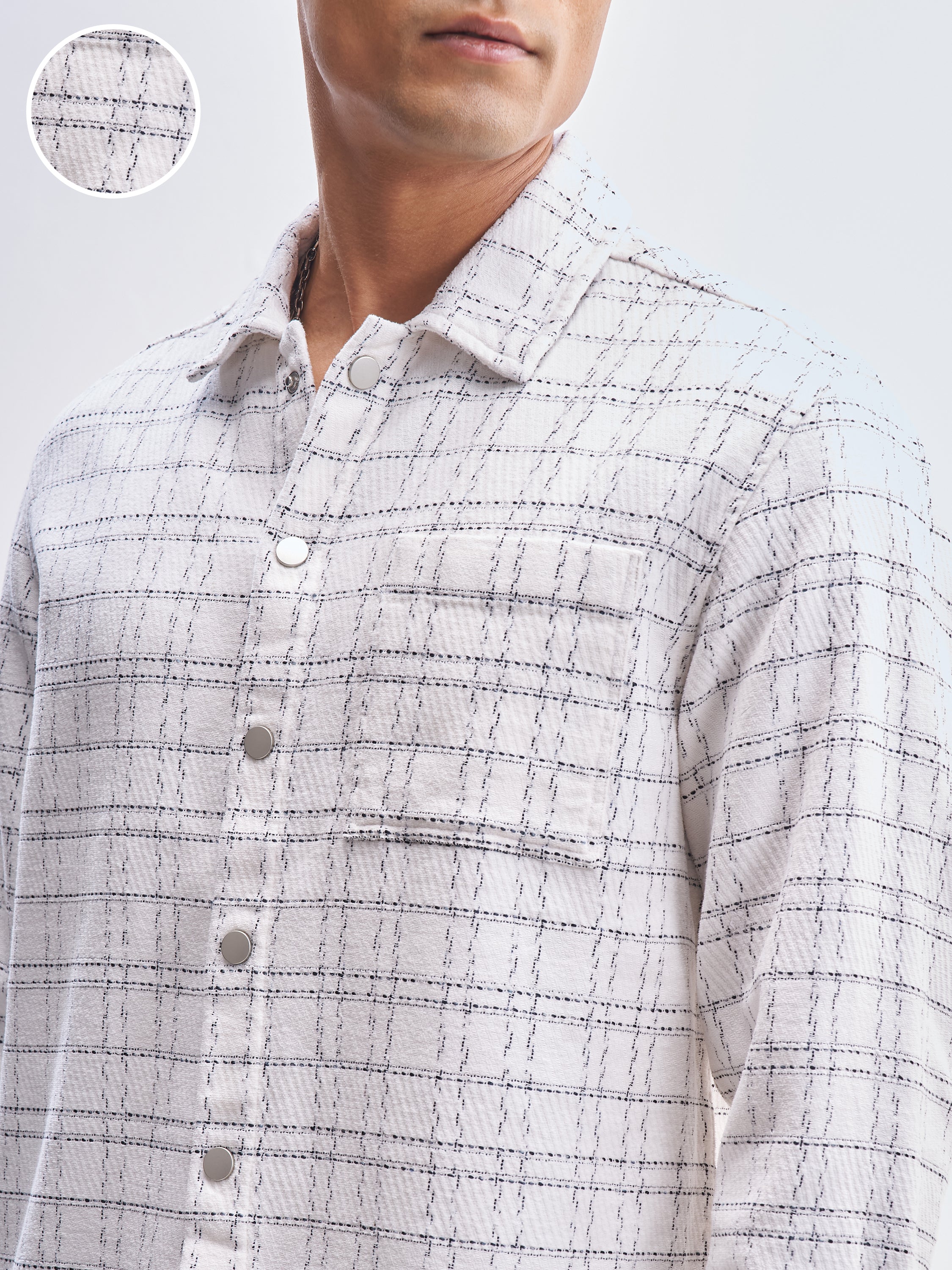 Highlander Men White Checked Relaxed Fit Casual Shirt - White - Image 5