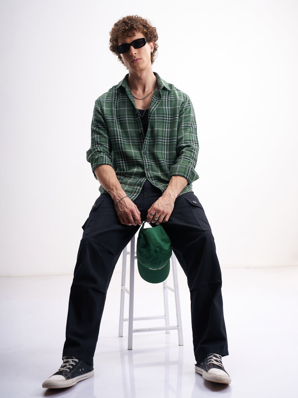 Highlander Men Green Checked Relaxed Fit Casual Shirt - Green - Image 2