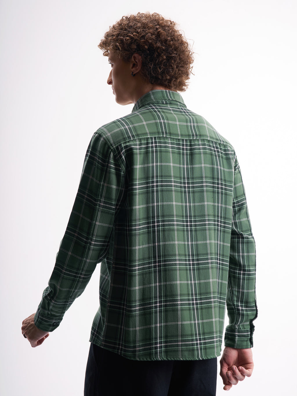 Highlander Men Green Checked Relaxed Fit Casual Shirt - Green - Image 3