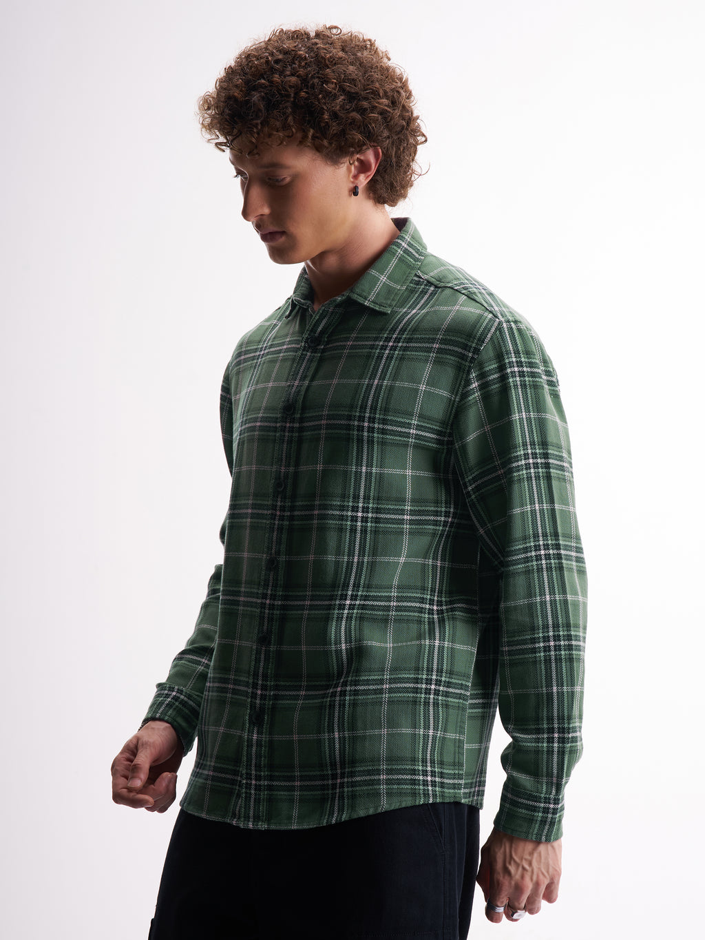 Highlander Men Green Checked Relaxed Fit Casual Shirt - Green - Image 4