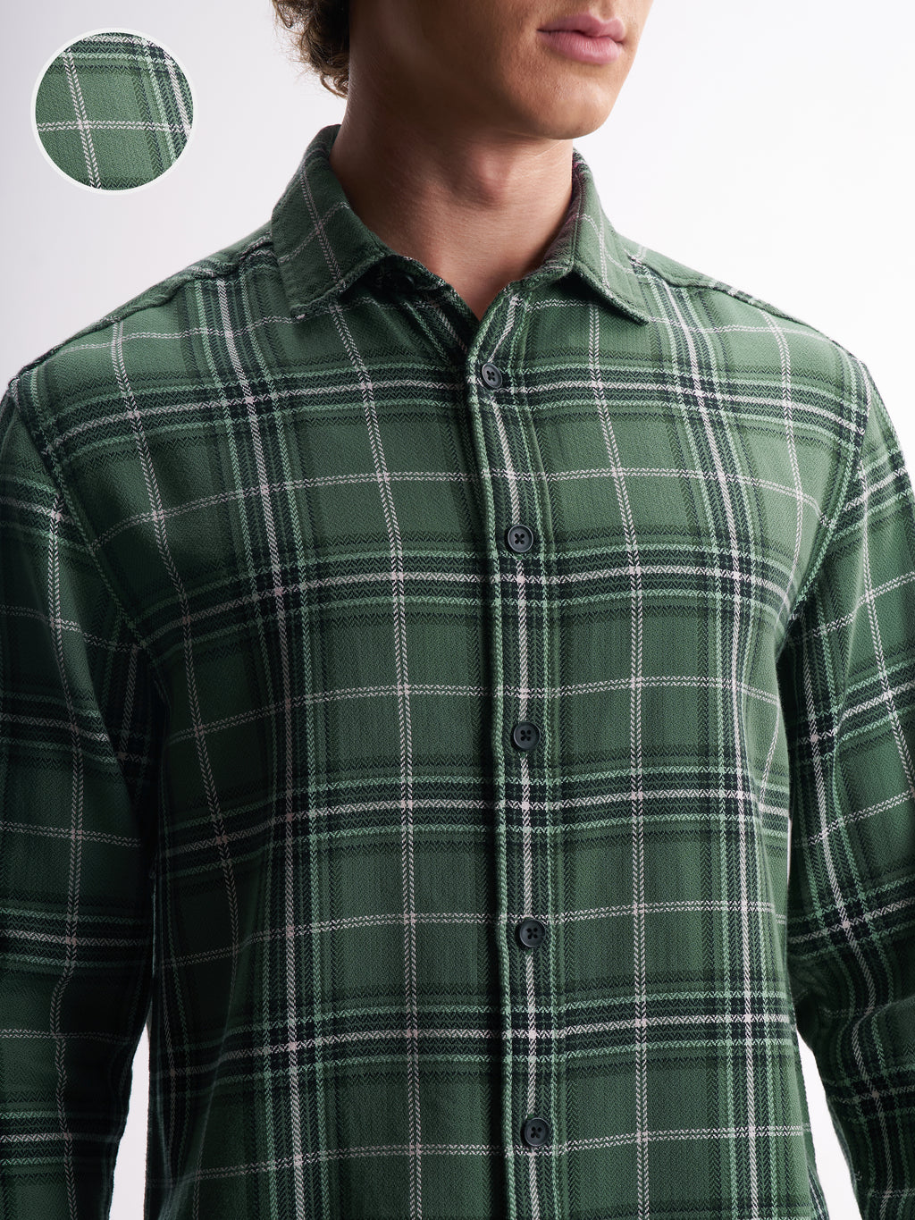 Highlander Men Green Checked Relaxed Fit Casual Shirt - Green - Image 5