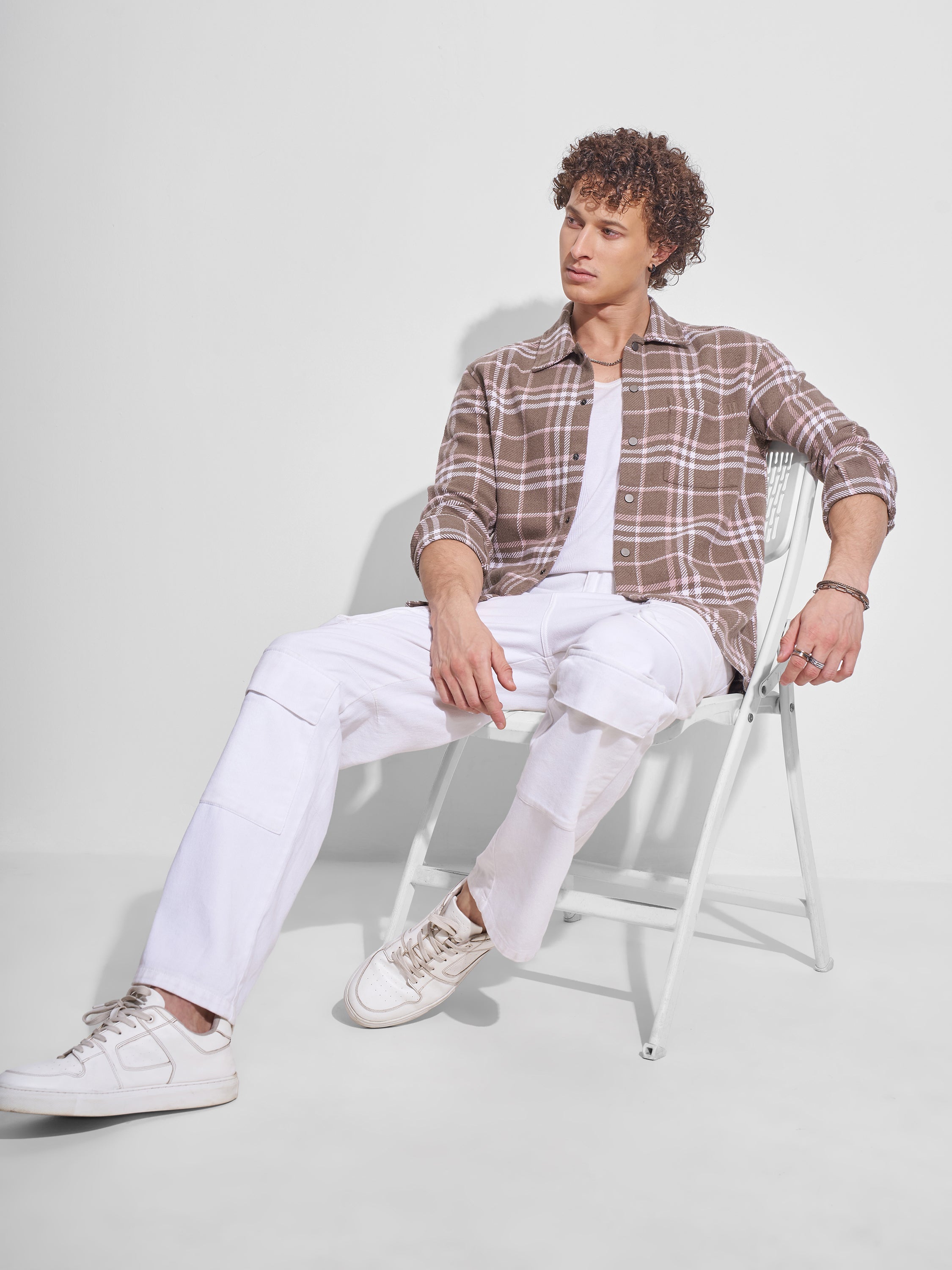 Highlander Men Brown Checked Relaxed Fit Casual Shirt - Brown - Image 2