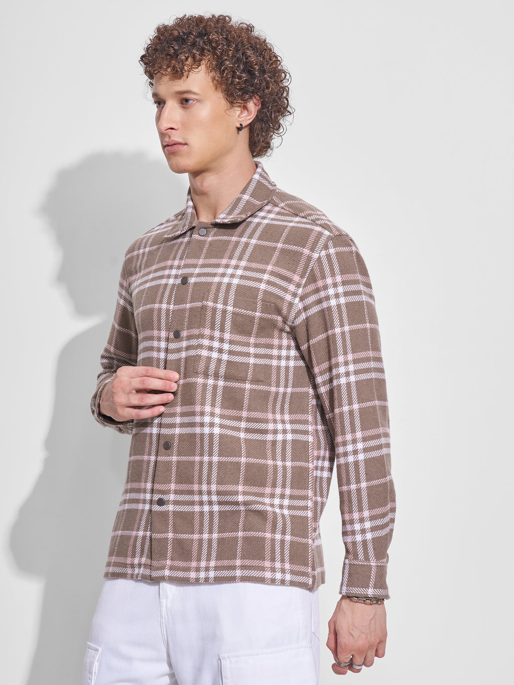 Highlander Men Brown Checked Relaxed Fit Casual Shirt - Brown - Image 4