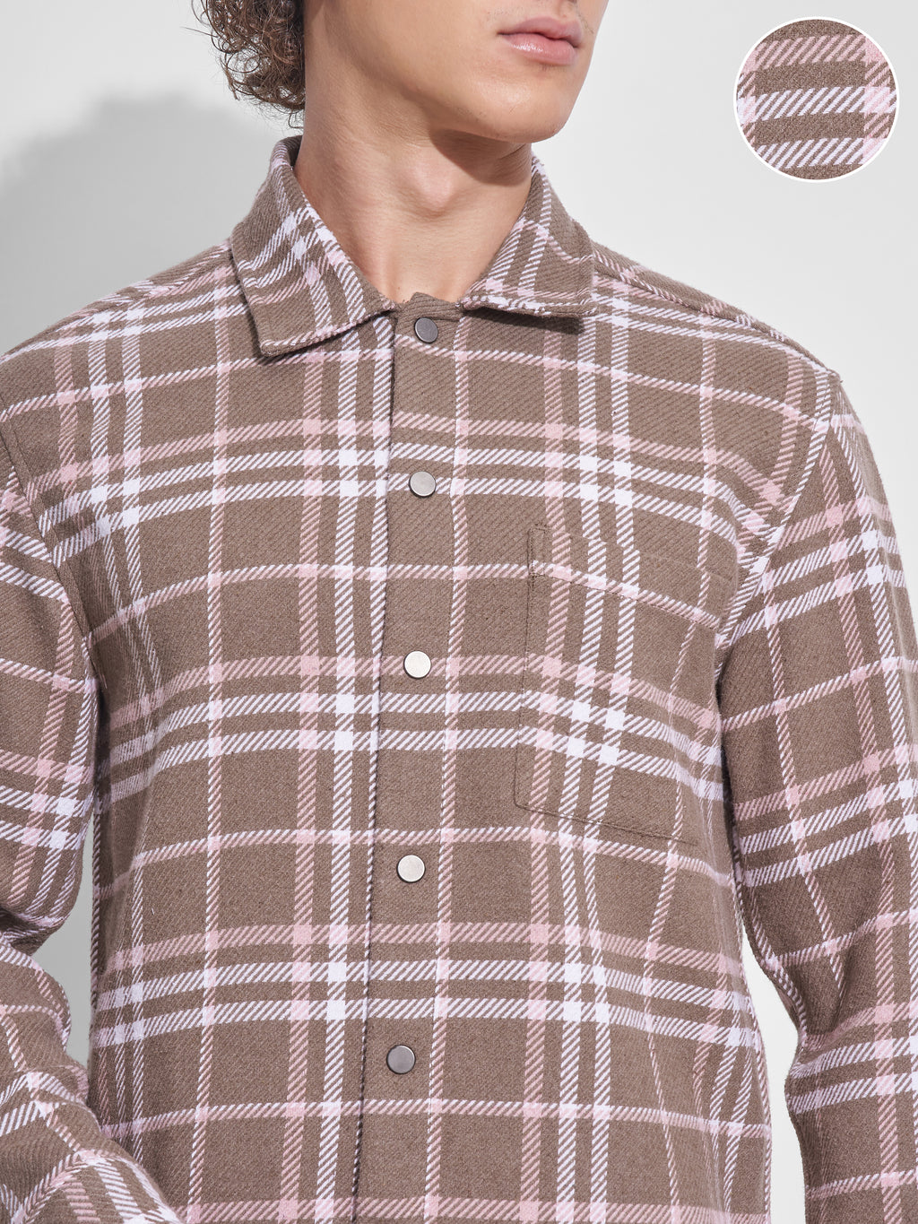 Highlander Men Brown Checked Relaxed Fit Casual Shirt - Brown - Image 5