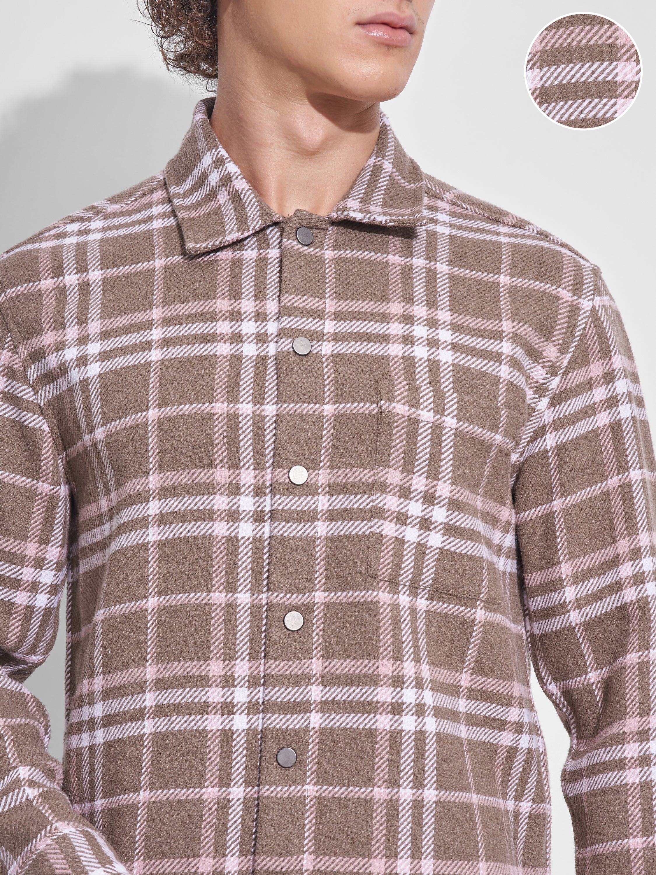 Highlander Men Brown Checked Relaxed Fit Casual Shirt - Brown - Image 5
