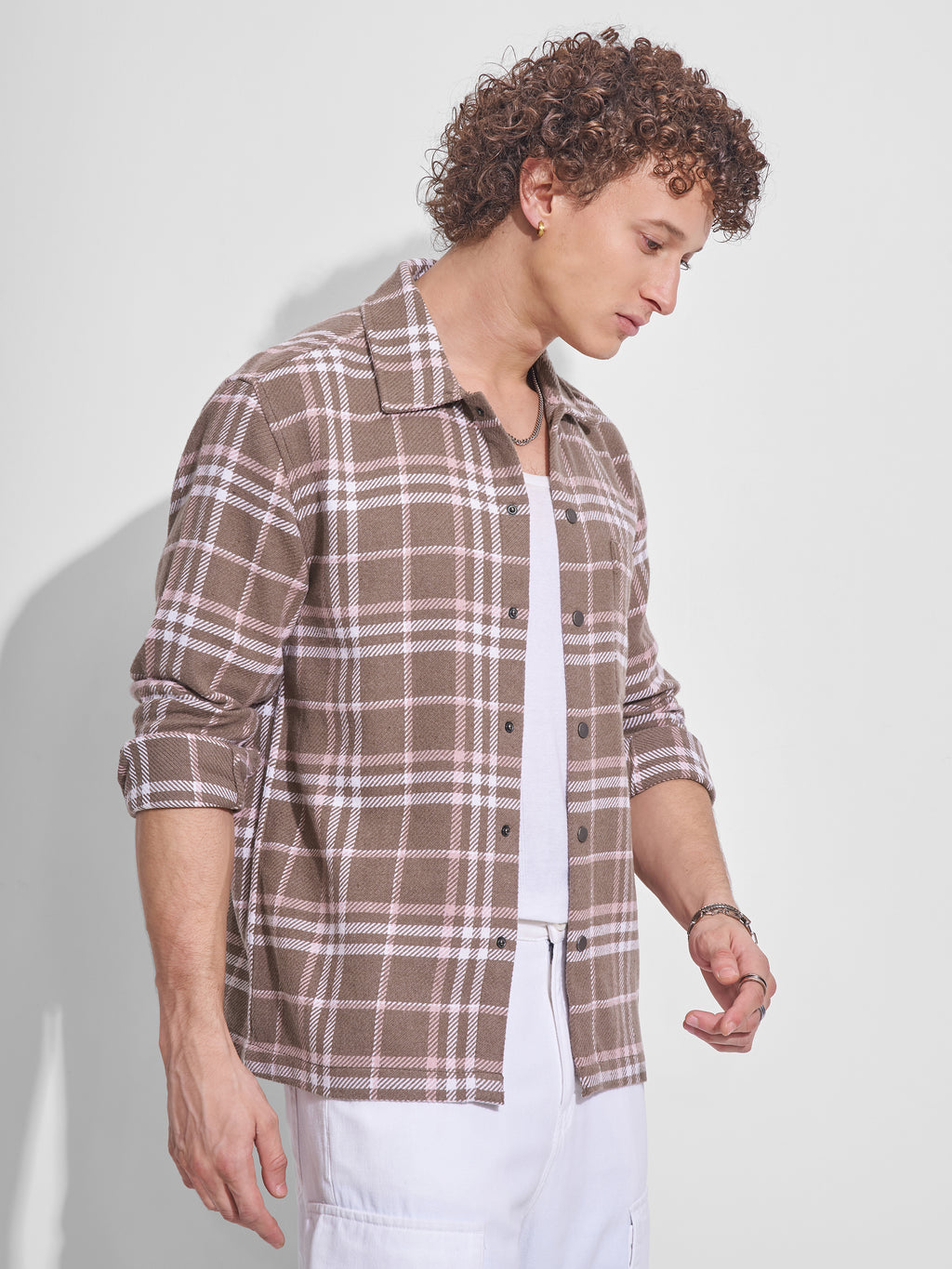 Highlander Men Brown Checked Relaxed Fit Casual Shirt - Brown - Image 6