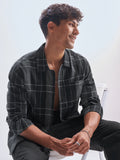 Highlander Men Black Checked Oversized Fit Casual Shirt - Black - Image 1