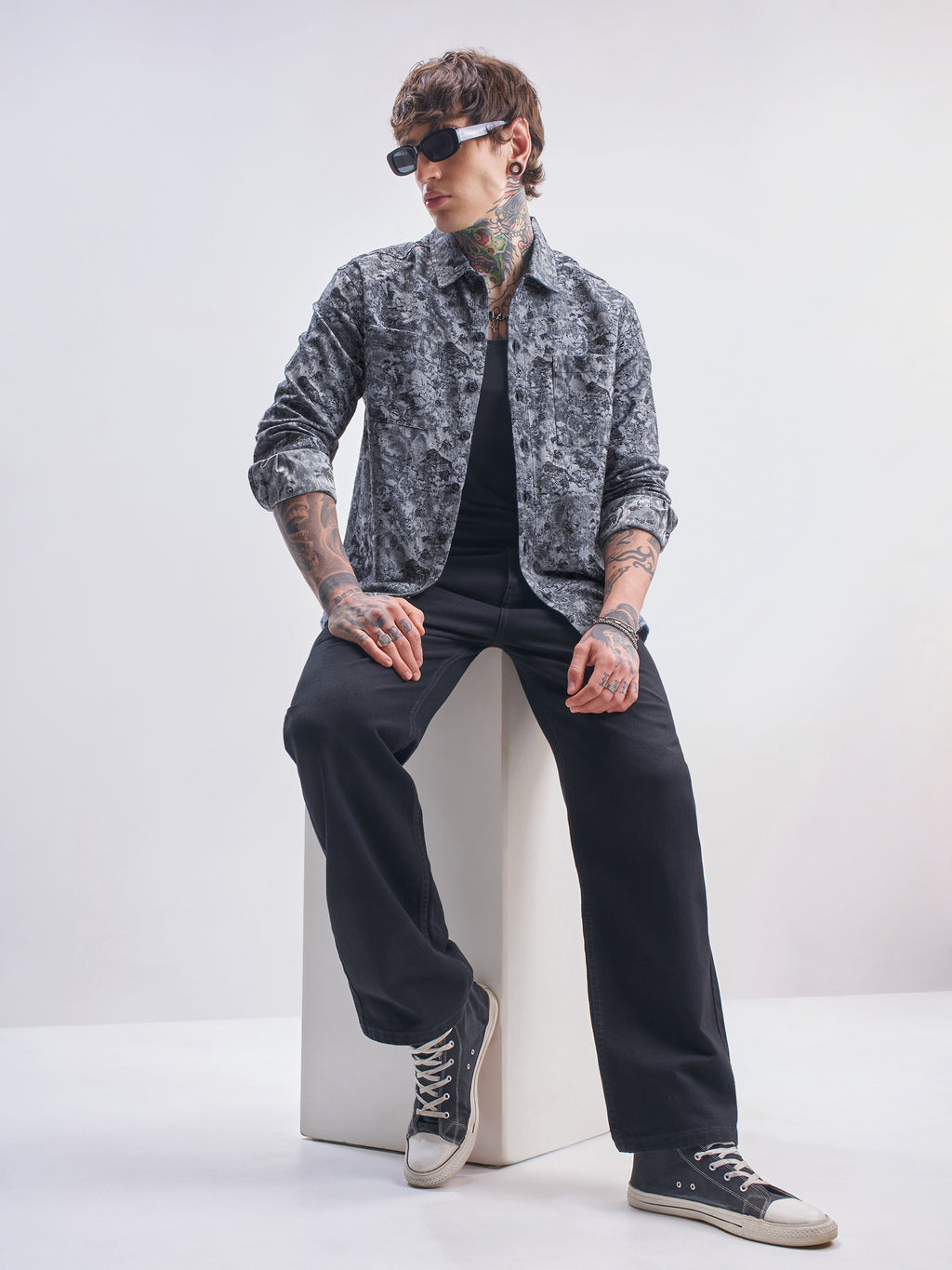 Highlander Men Grey Printed Relaxed Fit Casual Shirt - Grey - Image 2