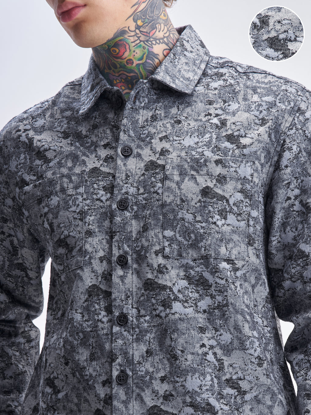 Highlander Men Grey Printed Relaxed Fit Casual Shirt - Grey - Image 5