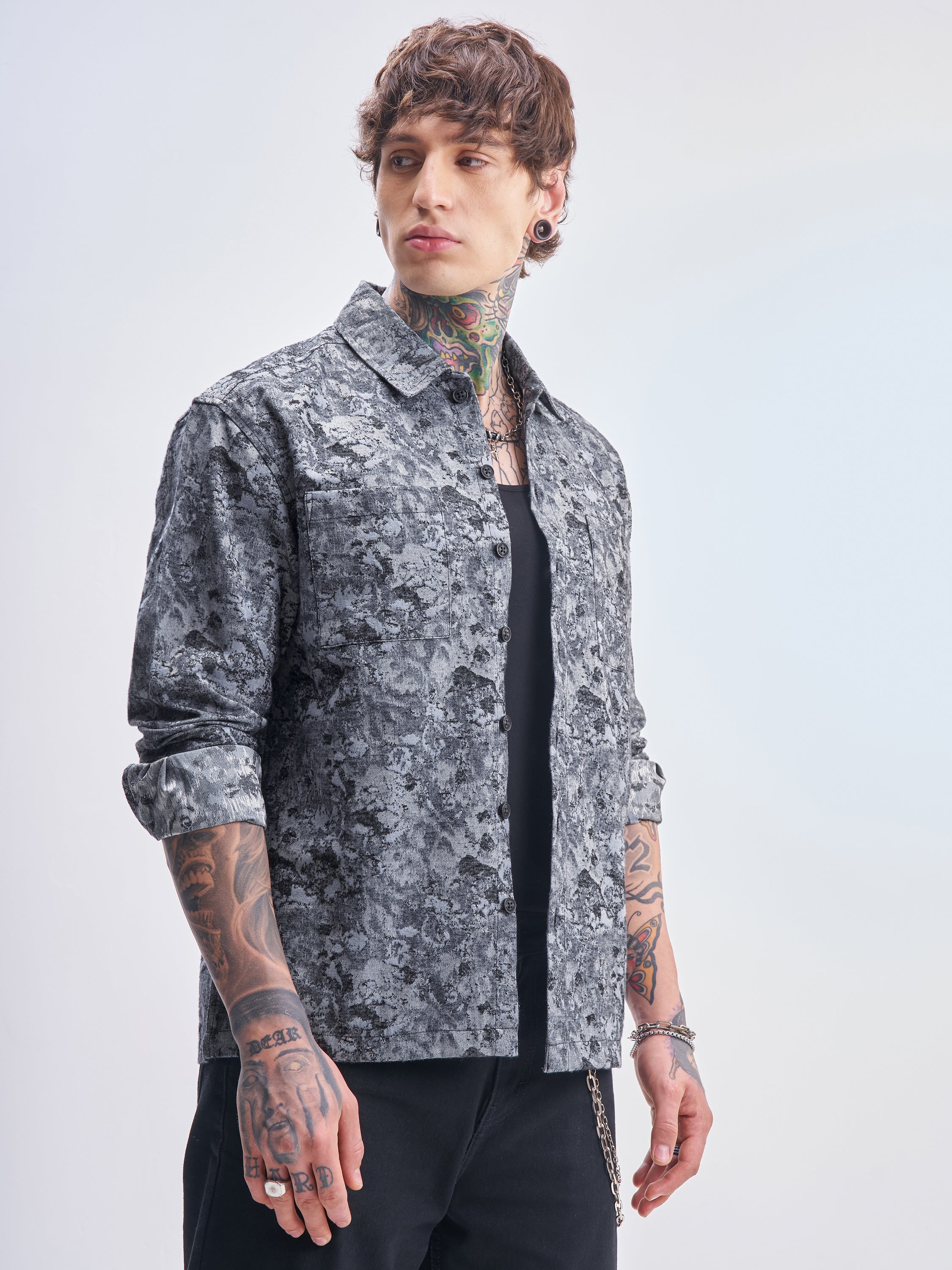 Highlander Men Grey Printed Relaxed Fit Casual Shirt - Grey - Image 6
