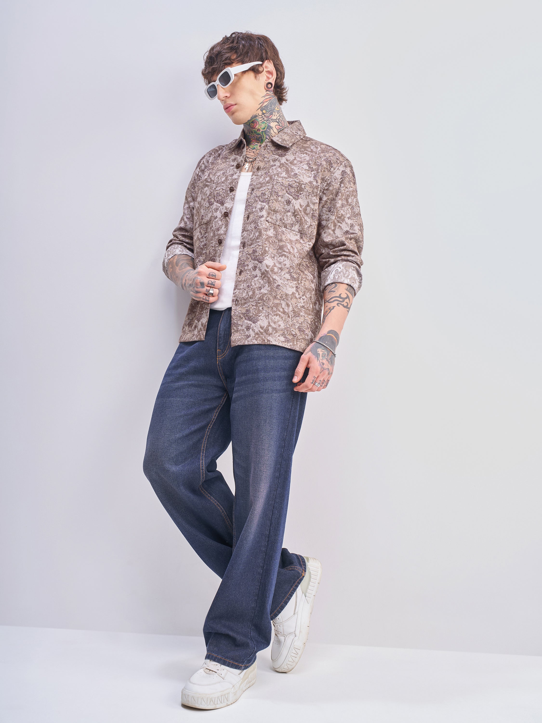 Highlander Men Beige Printed Relaxed Fit Casual Shirt - Beige - Image 2