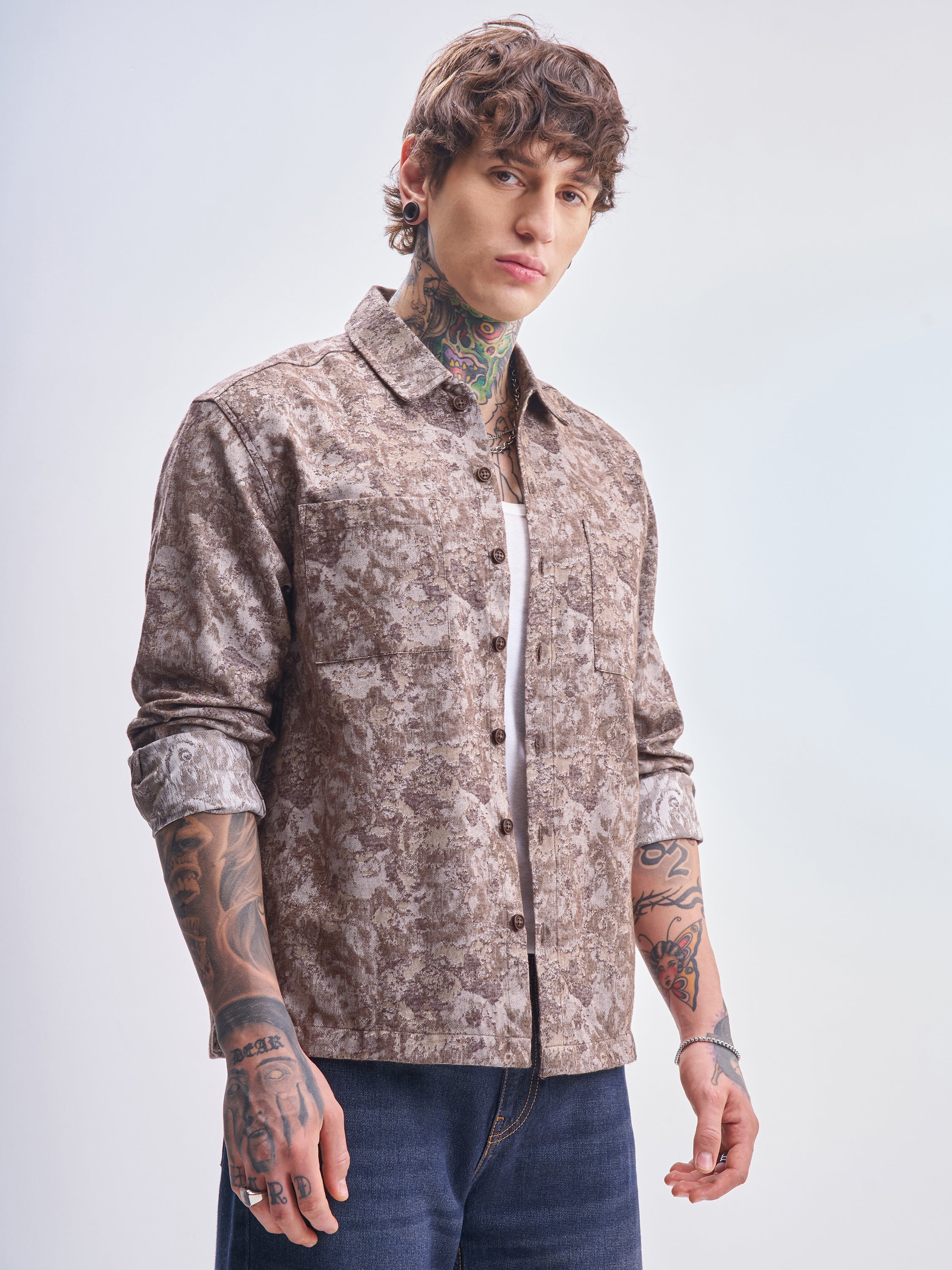 Highlander Men Beige Printed Relaxed Fit Casual Shirt - Beige - Image 6