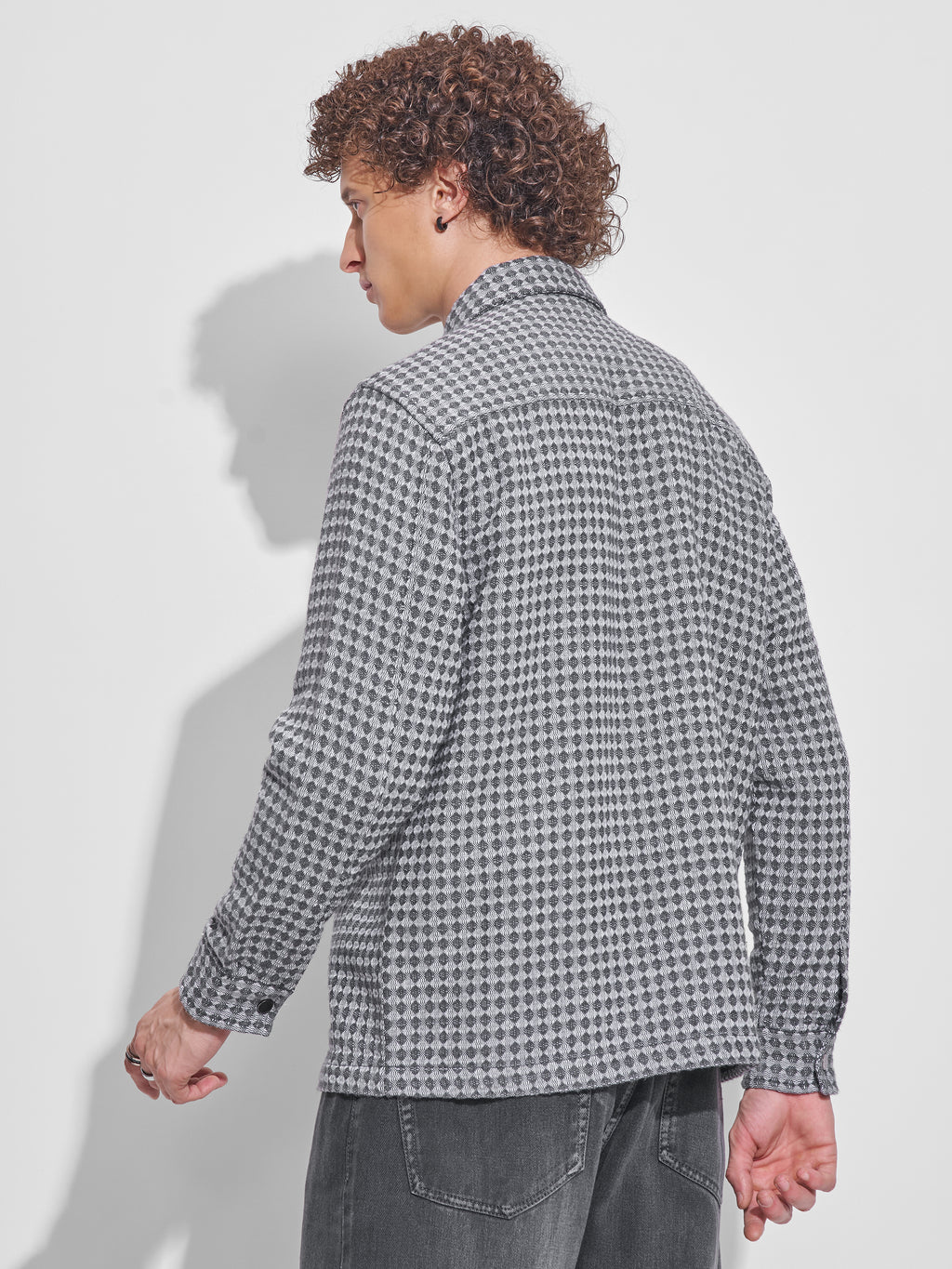 Highlander Men Grey Self Design Relaxed Fit Casual Shirt - Grey - Image 3