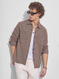 Highlander Men Brown Self Design Relaxed Fit Casual Shirt - Brown - Image 1